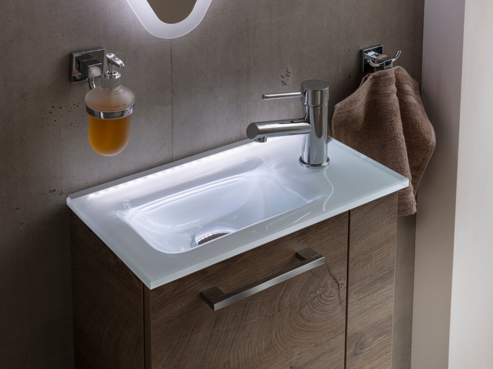 Fackelmann Waschbecken 45 cm aus Glas, Weiß