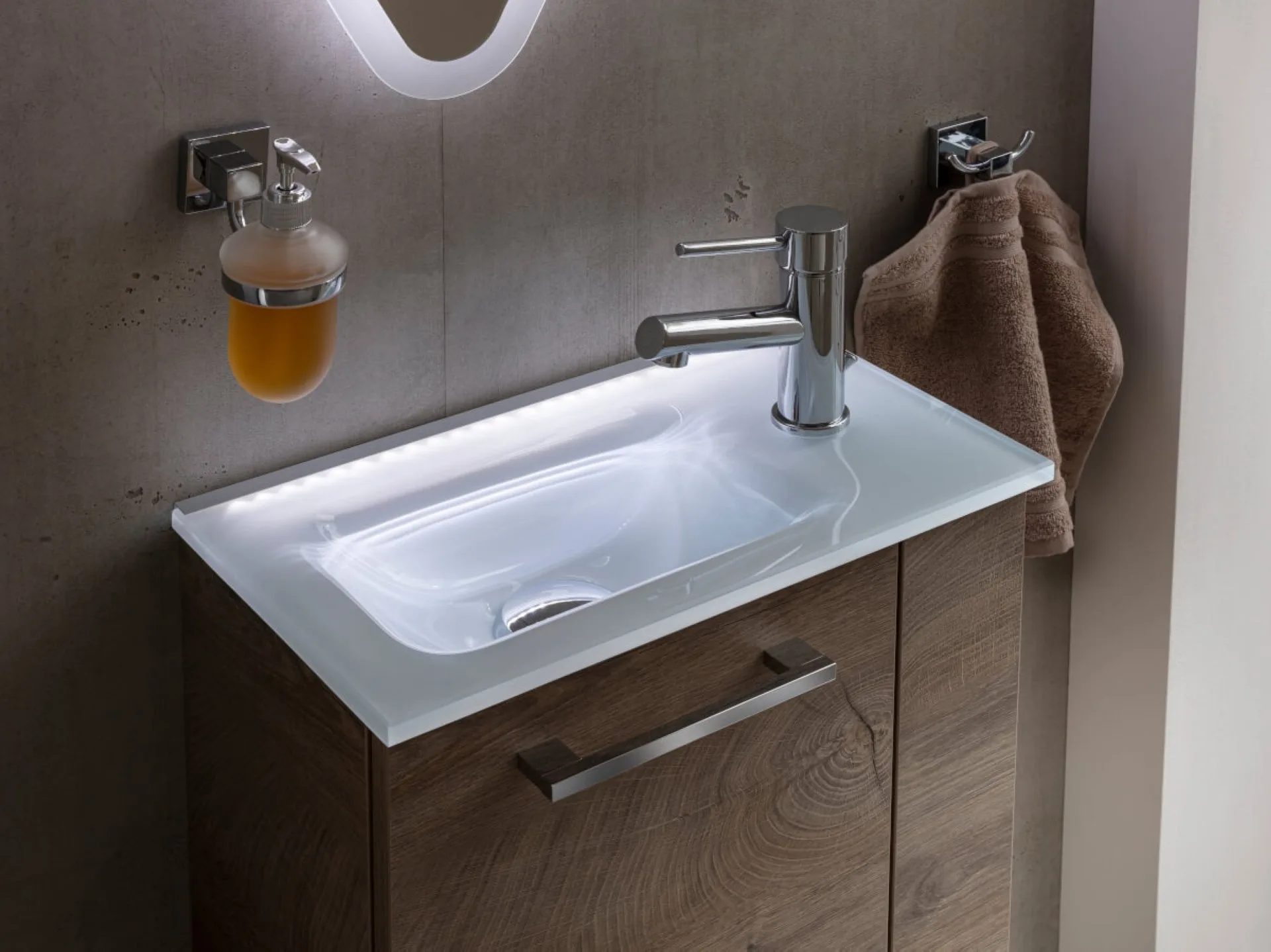 FACKELMANN Waschbecken 45 cm breit, Weiß, Glas