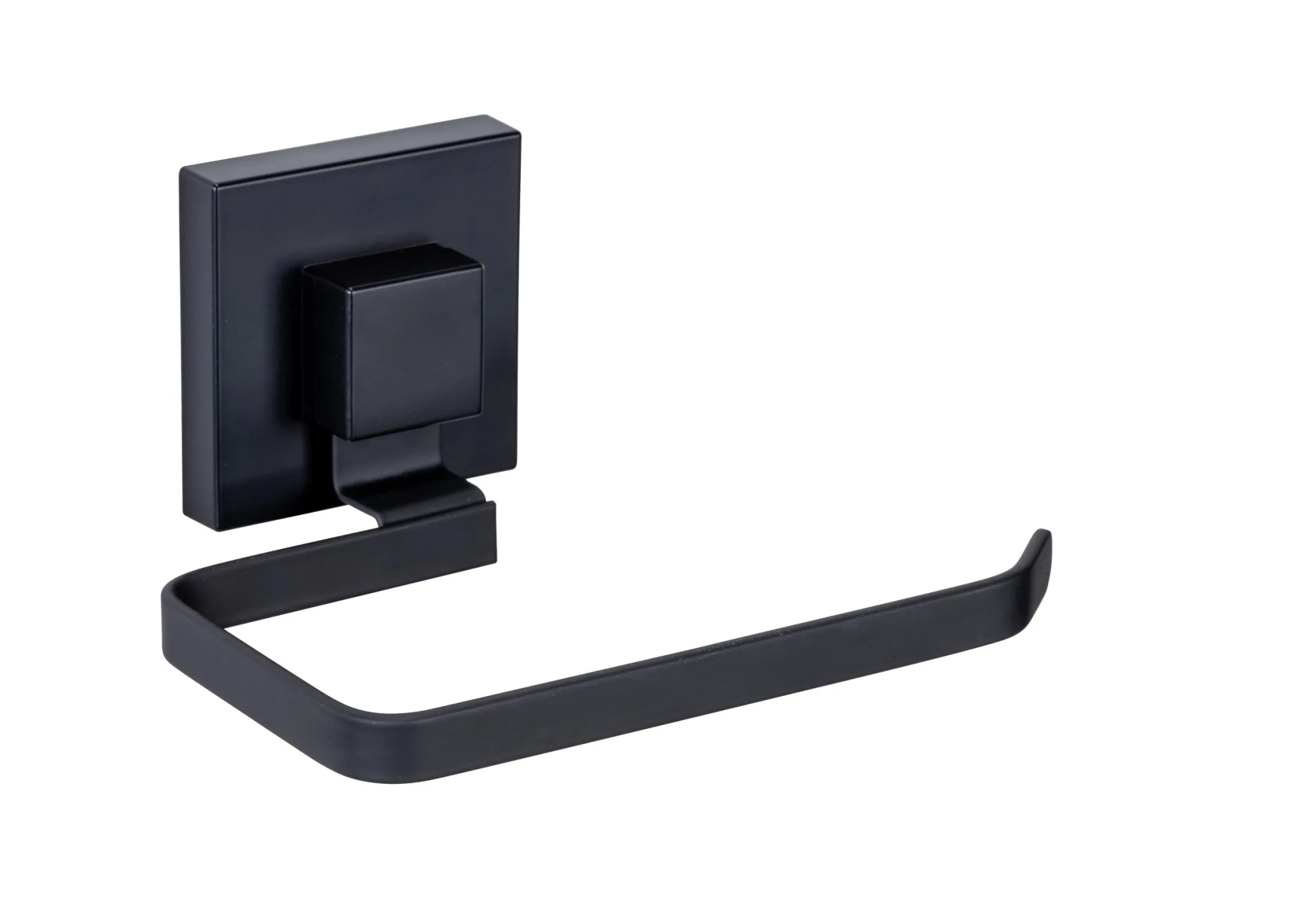 WENKO QUADRO Toilettenpapierhalter, Schwarz, Befestigen ohne Bohren