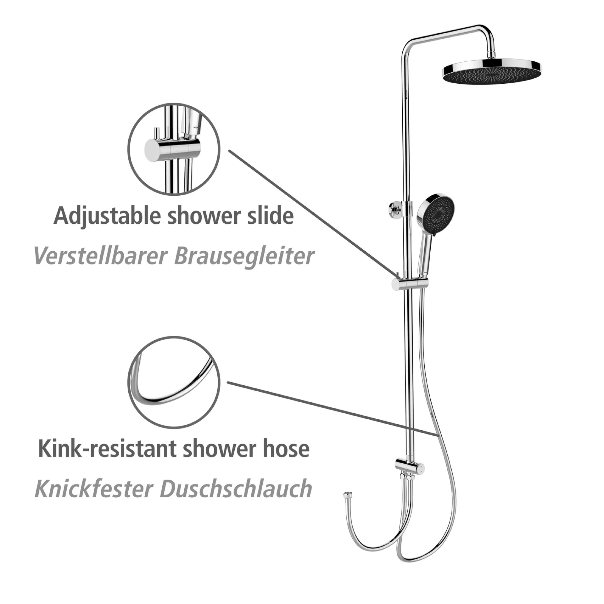 WENKO SOFTWATER Duschsystem, Chrom/Grau