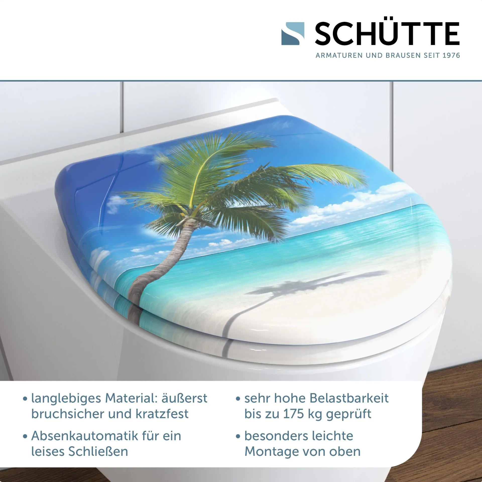 SCHÜTTE CARRIBEAN WC-Sitz, Kunststoff, mit Absenkautomatik und Schnellverschluss