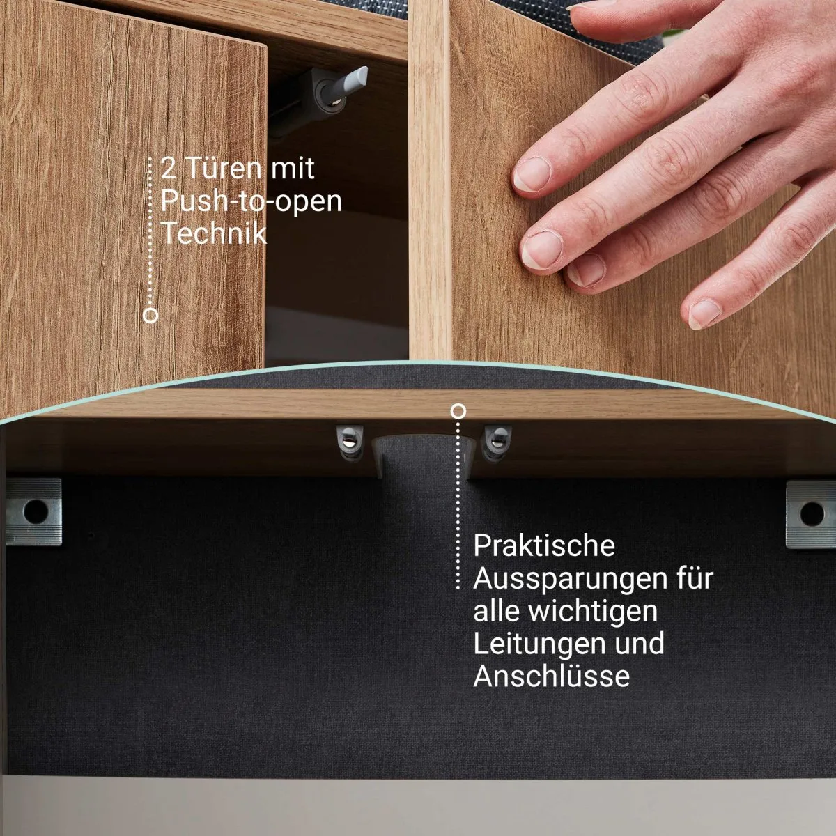 FACKELMANN FINN Waschbeckenunterschrank 60 cm breit, Braun hell