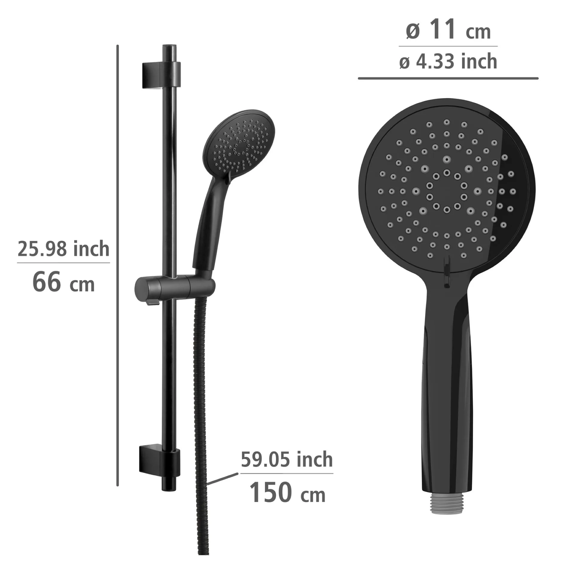 WENKO YOUNG Stangenbrause Set 66 cm, Schwarz