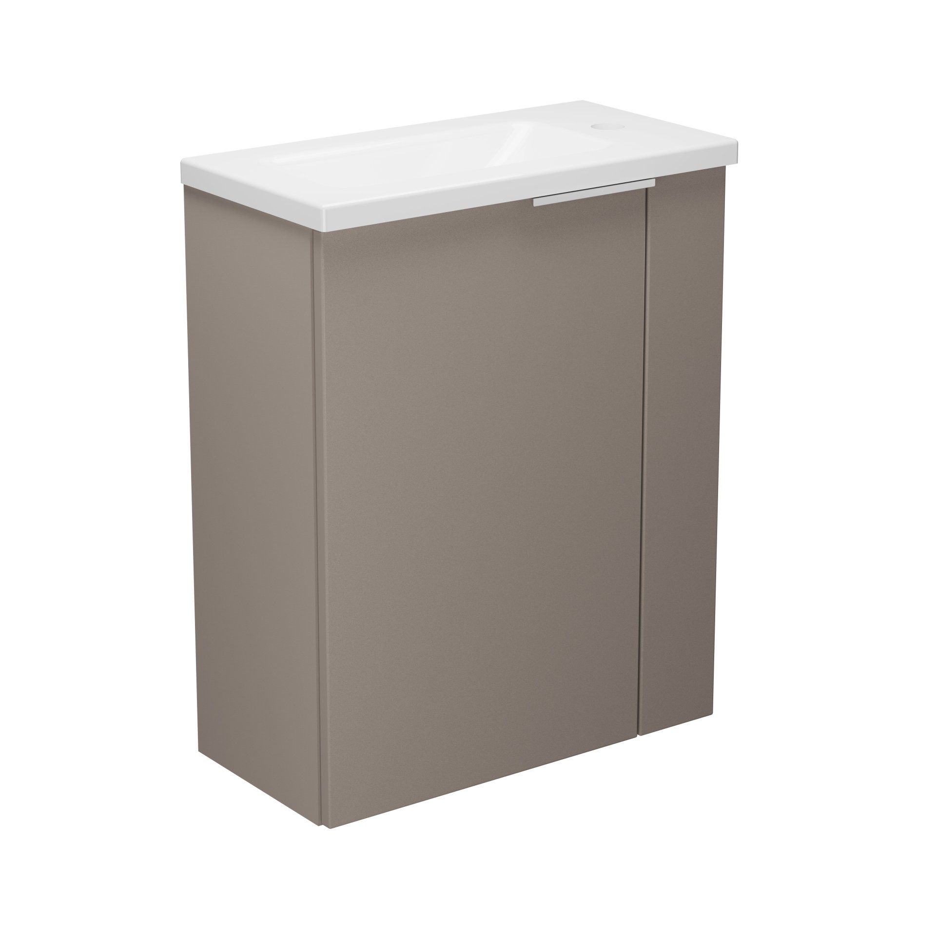 BADEDU UMEA Gäste WC Waschtisch Set 50 cm breit, Grau, Waschbecken Gussmarmor Weiß