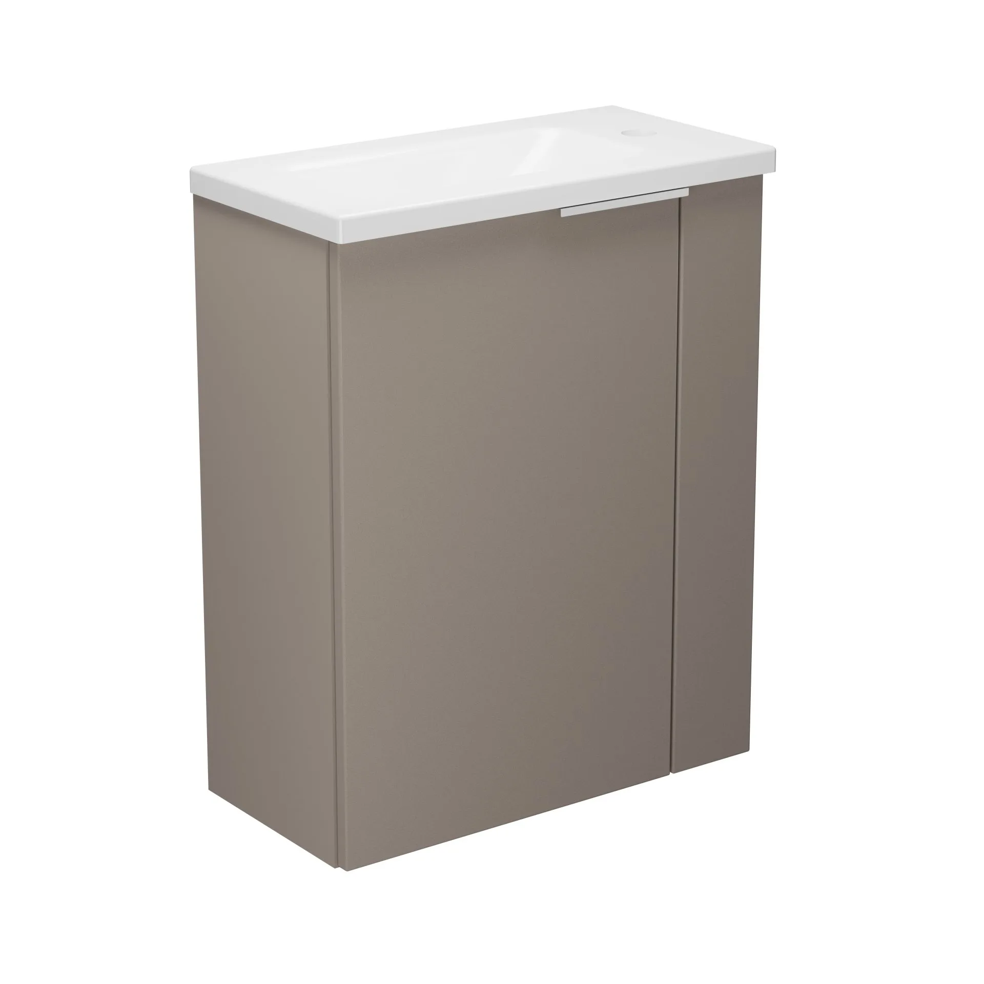 BADEDU UMEA Gäste WC Waschtisch Set 50 cm breit, Grau, Waschbecken Gussmarmor Weiß