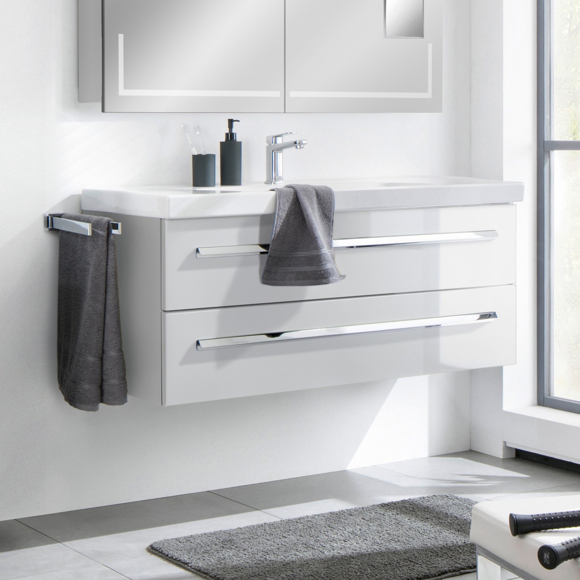 LANZET K1 Waschbeckenunterschrank 120 cm, Weiß