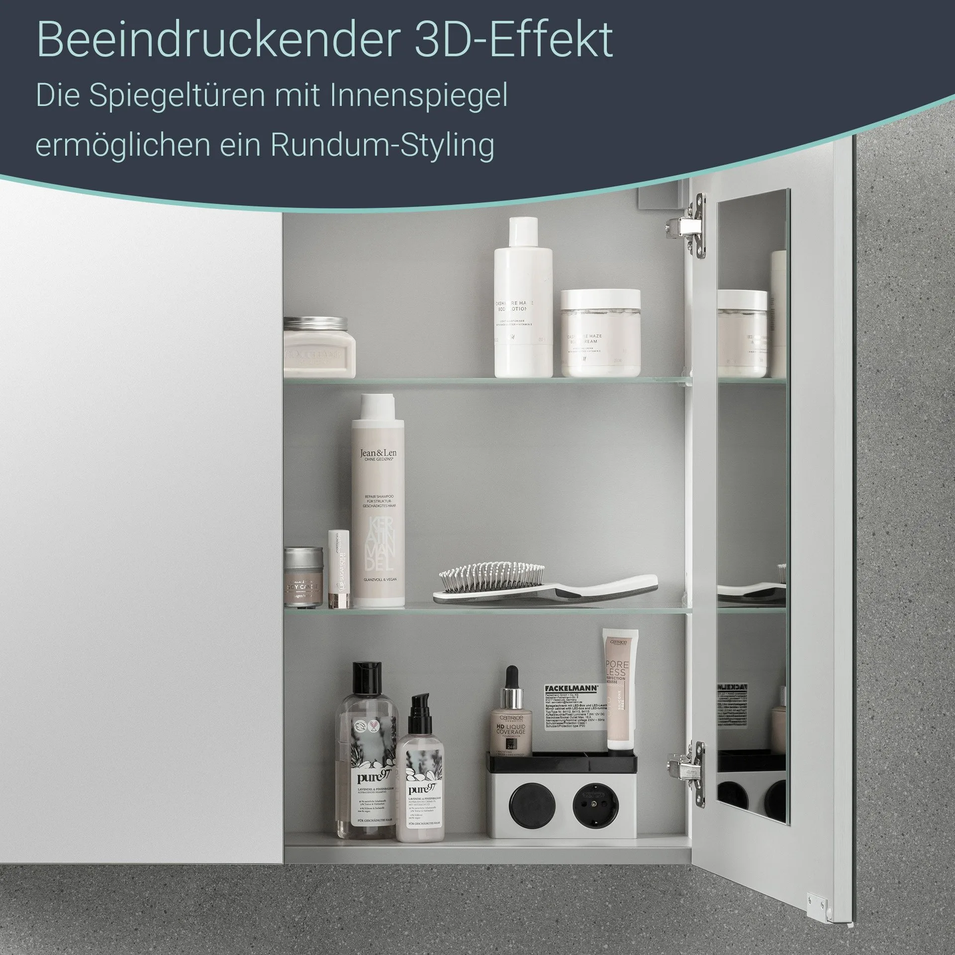 Fackelmann B.PERFEKT LED Spiegelschrank 100 cm breit, Anthrazit