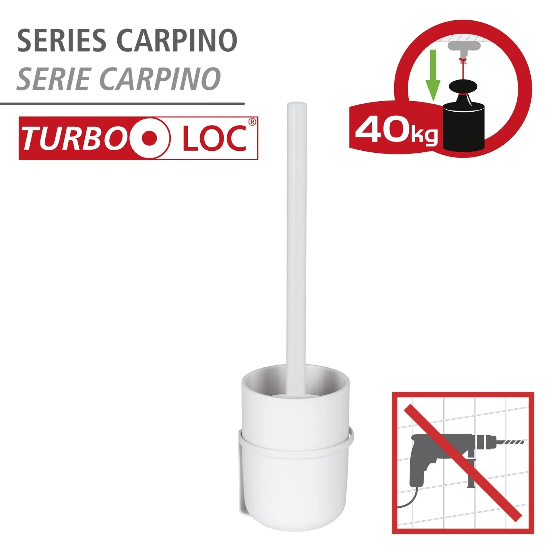 WENKO CARPINO WC-Garnitur, Weiß, mit Wandhalterung, Befestigen ohne Bohren