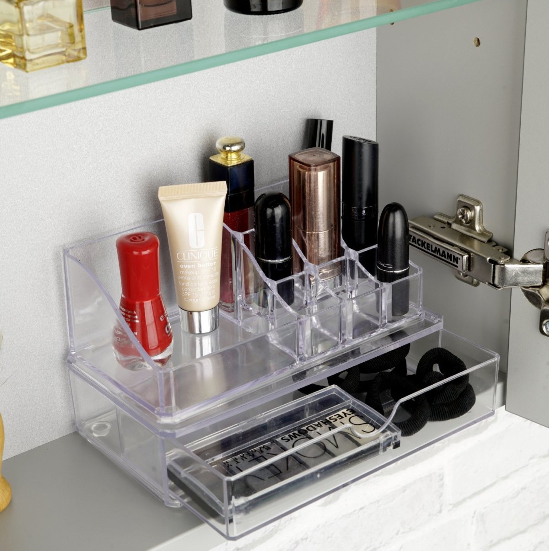 FACKELMANN Kosmetik Organizer Set, Transparent, aus Kunststoff