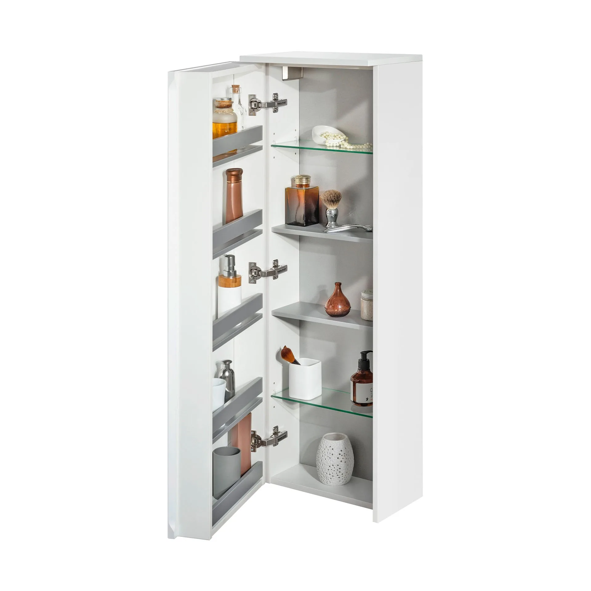 FACKELMANN Midischrank 40 cm breit, Weiß, Türanschlag links