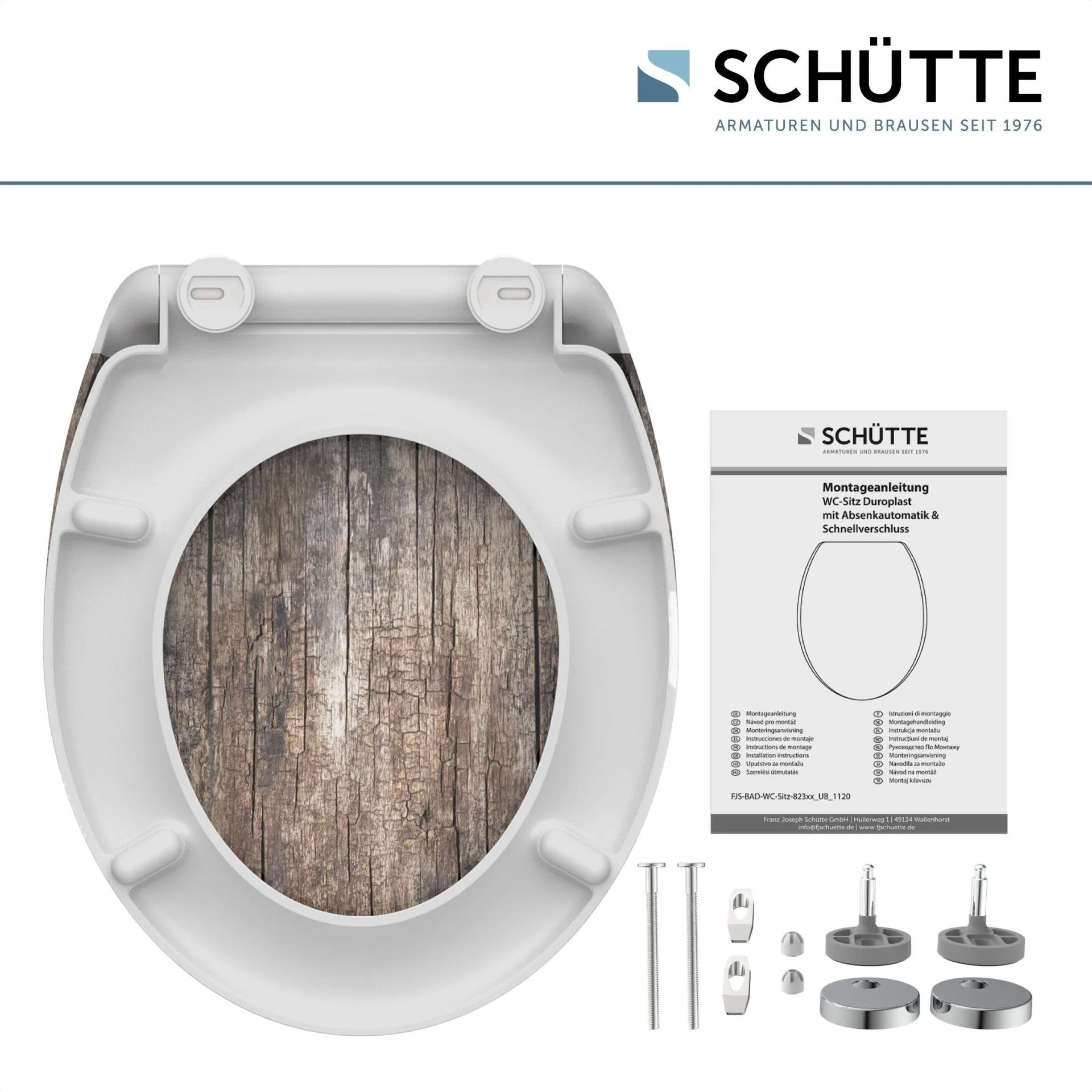 SCHÜTTE OLD WOOD WC-Sitz, Kunststoff, mit Absenkautomatik und Schnellverschluss
