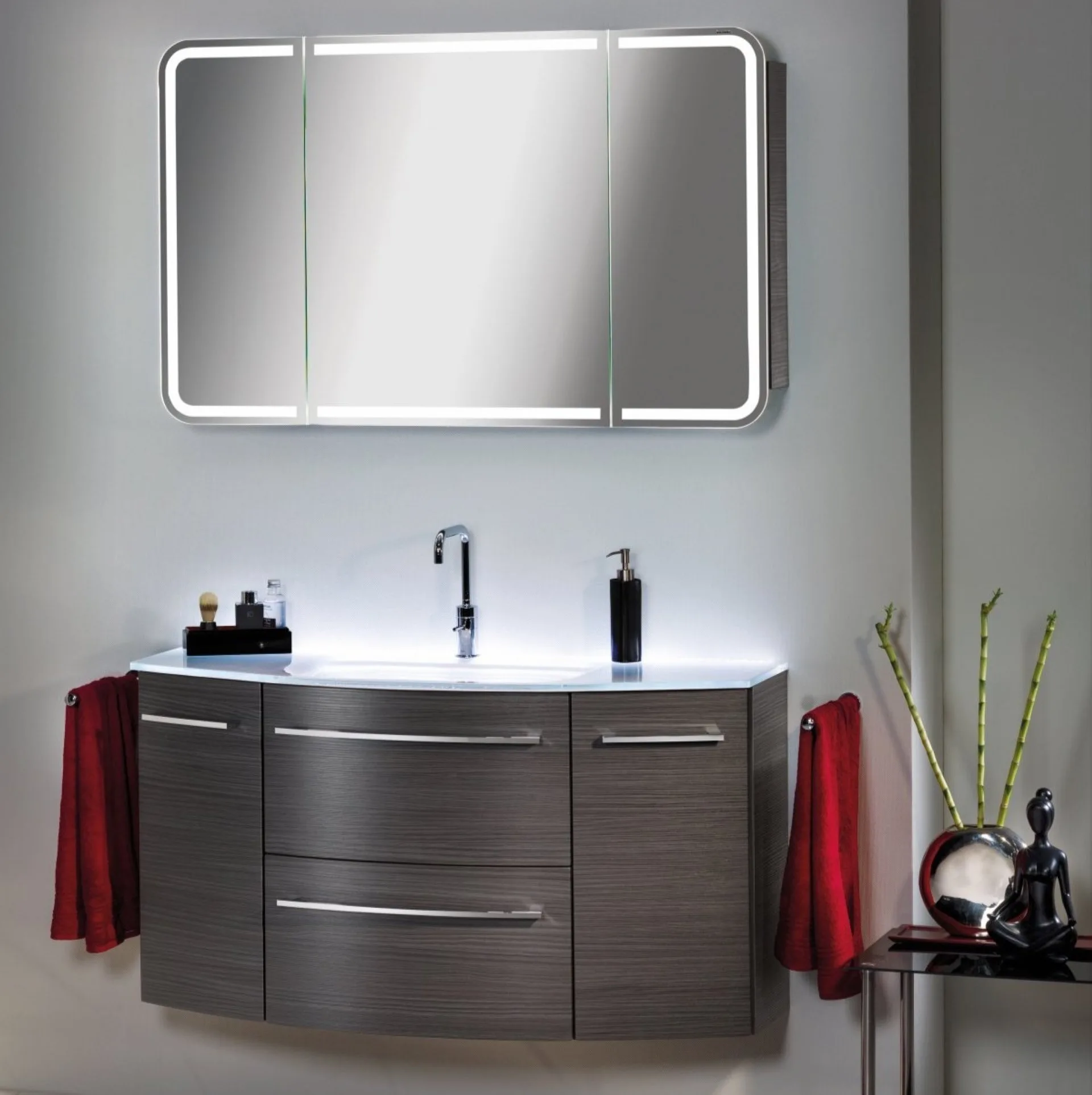 LANZET M9 LED Spiegelschrank 120 cm breit, Anthrazit Holzoptik