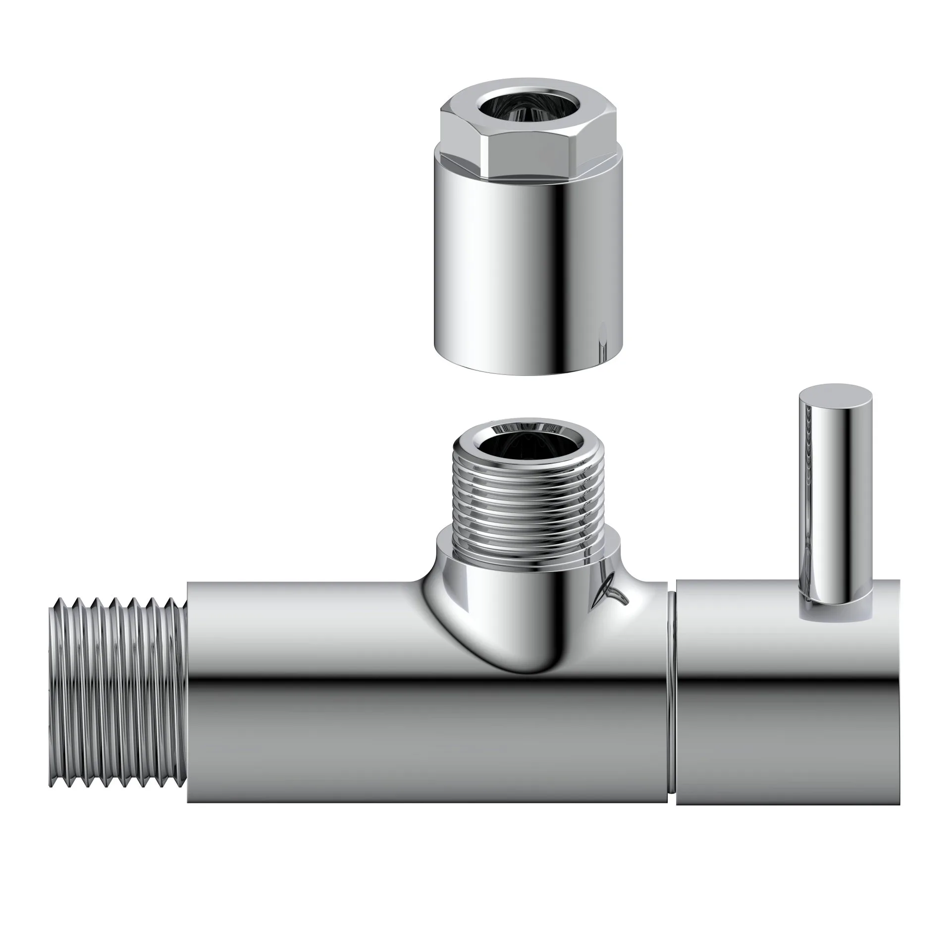 KIRCHHOFF Eckventil, Chrom, 1/2" x 10 mm, mit Schubrosette