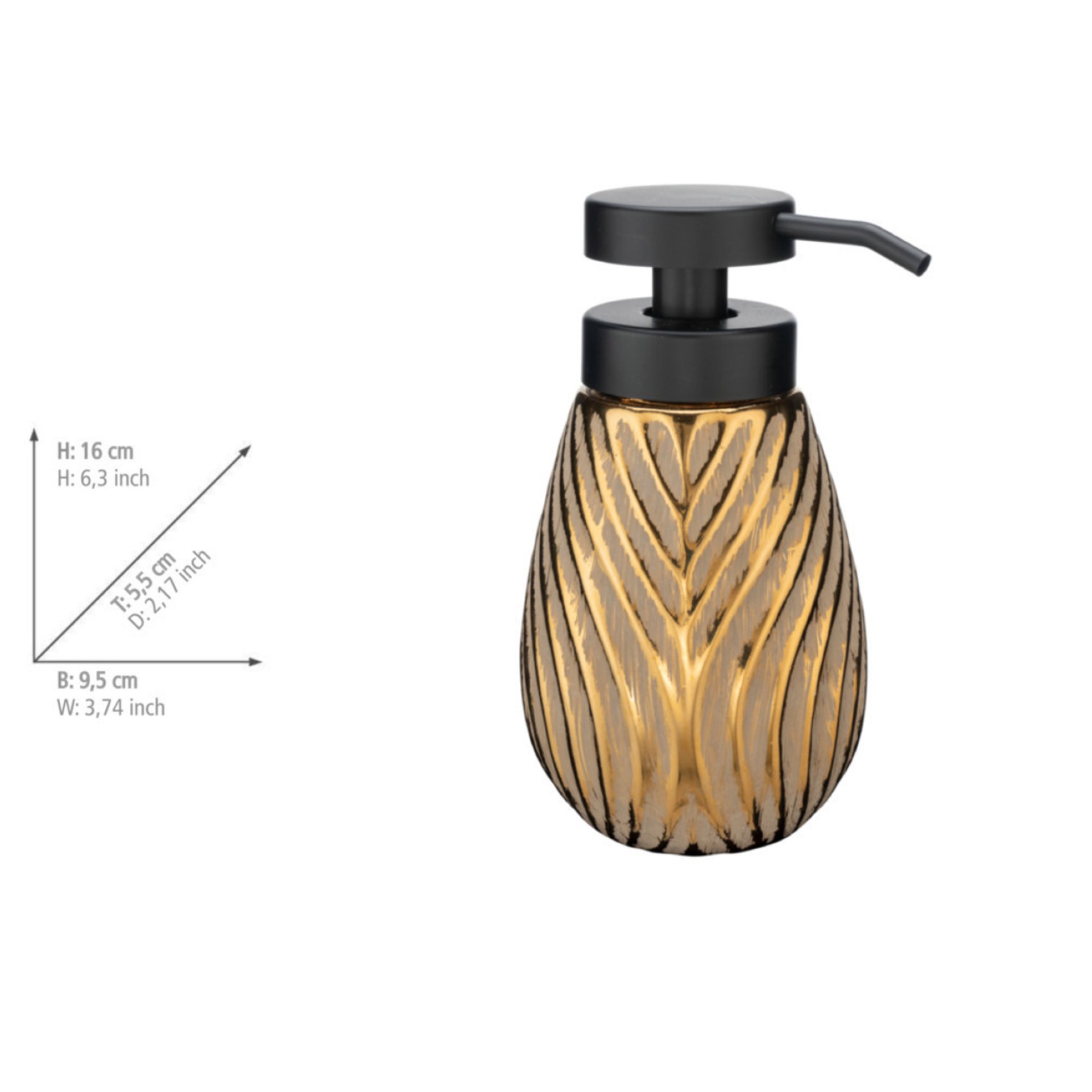 WENKO IDRO Accessoire Set, Gold, Zahnputzbecher, Seifenspender, Keramik