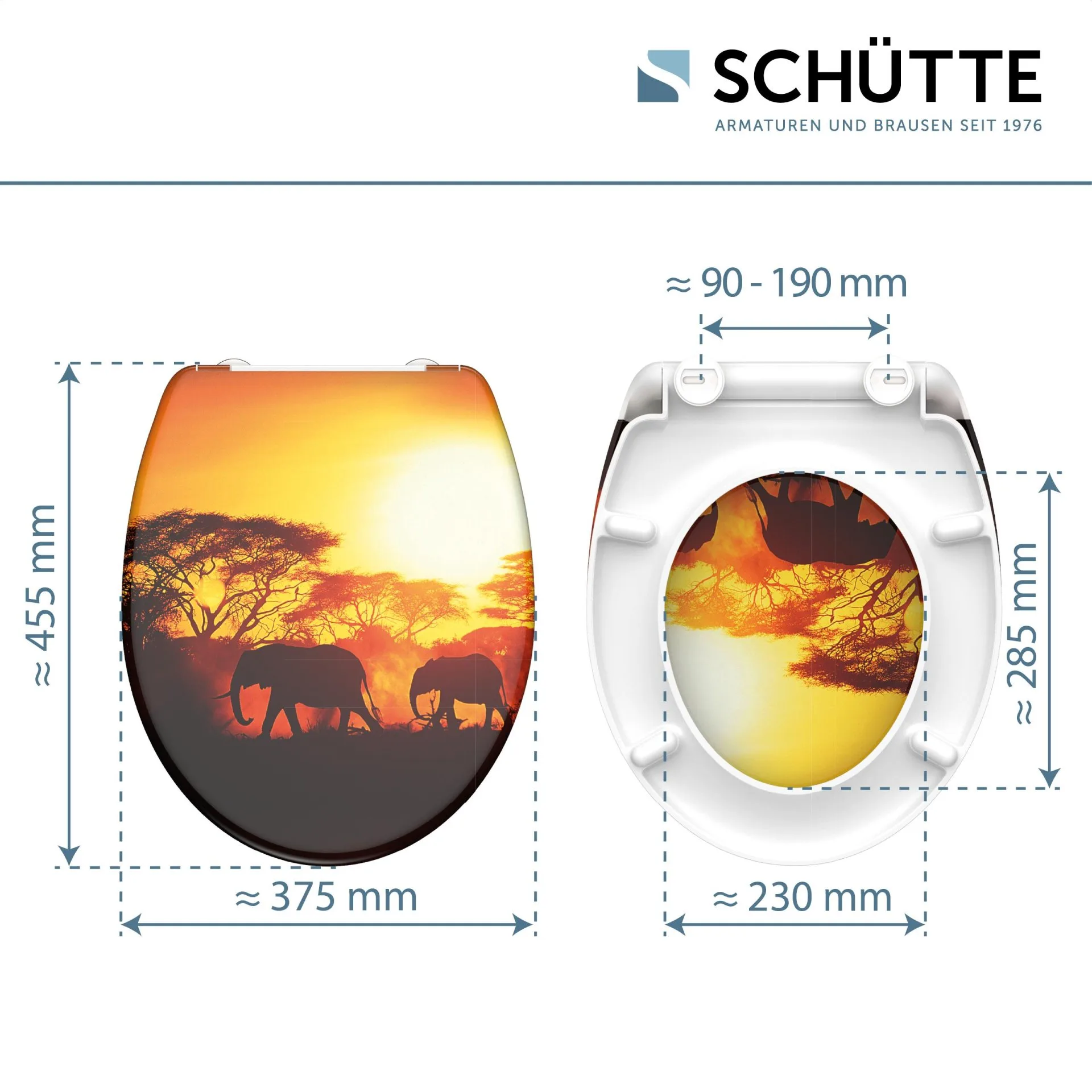SCHÜTTE AFRICA WC-Sitz, Kunststoff, mit Absenkautomatik und Schnellverschluss