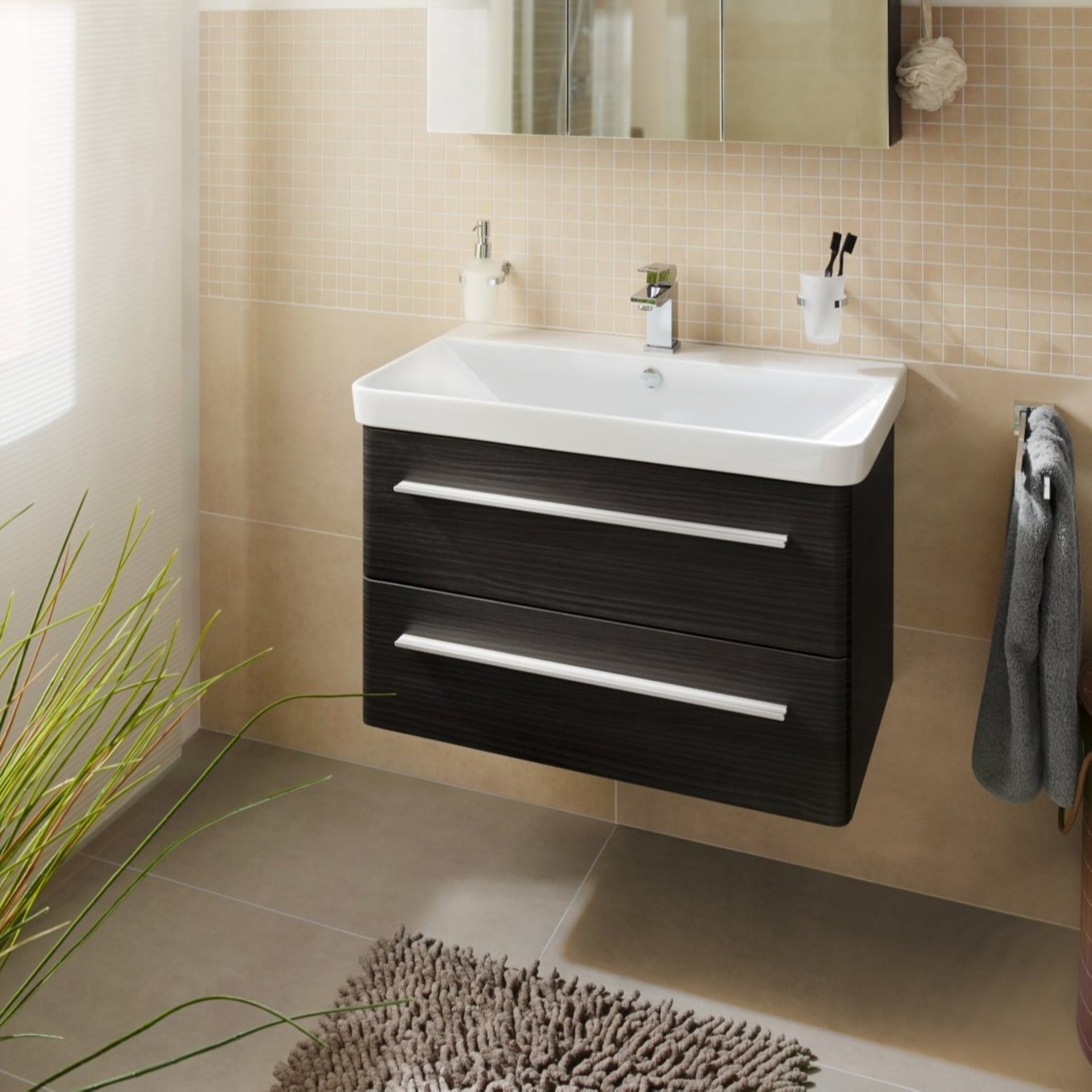 Lanzet K8 Waschtischunterschrank 76 cm Schwarz