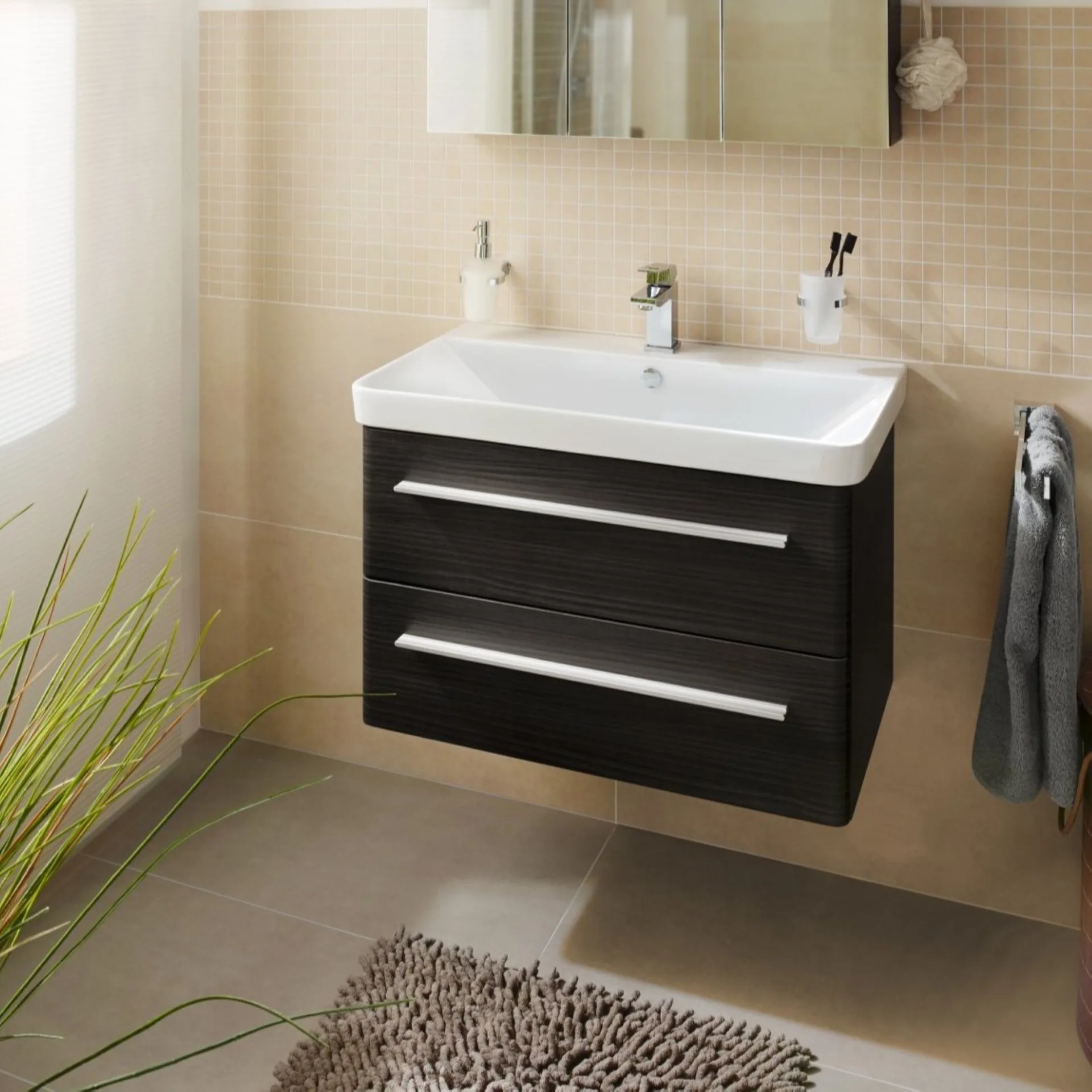 Lanzet K8 Waschtischunterschrank 76 cm Schwarz