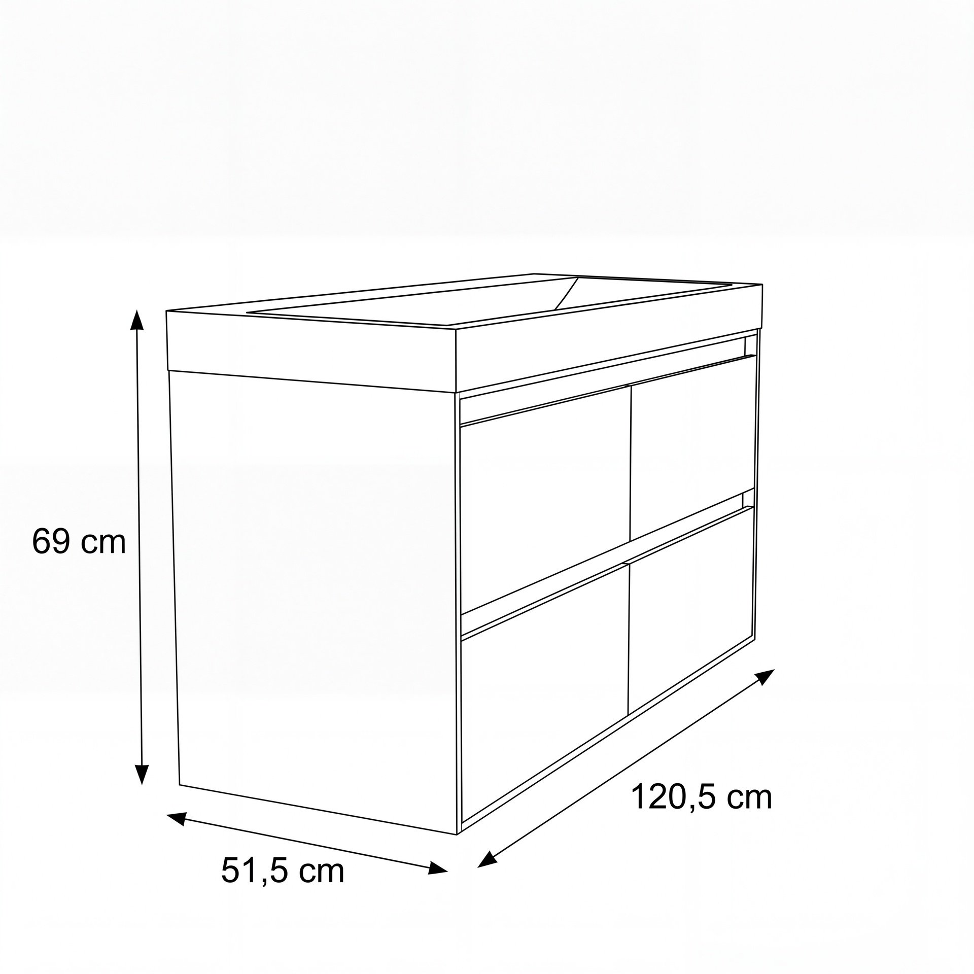 FORZALAQUA IBIZA BELLEZZA Waschbecken mit Unterschrank 120 cm breit, Braun hell, Natursteinwaschbecken Travertin matt mit Hahnloch, 4 Schubladen