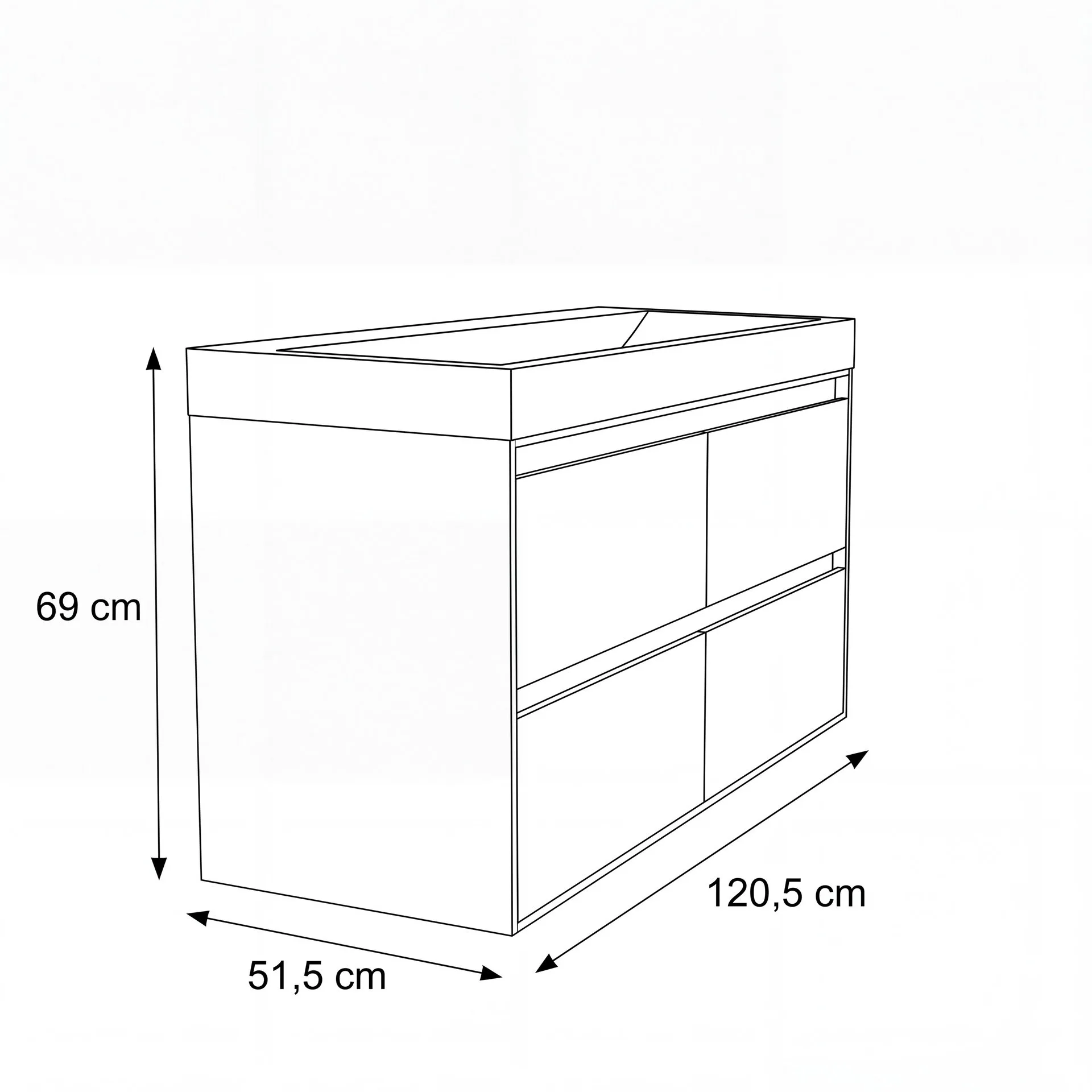 FORZALAQUA IBIZA BELLEZZA Waschbecken mit Unterschrank 120 cm breit, Braun hell, Natursteinwaschbecken Travertin matt mit Hahnloch, 4 Schubladen