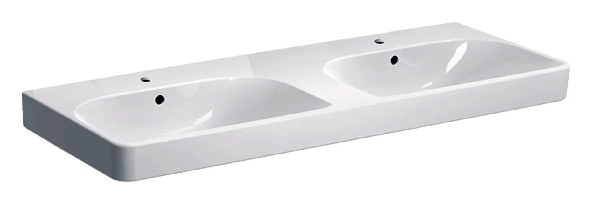 GEBERIT SMYLE SQUARE Doppelwaschbecken Keramik 120 cm breit, Weiß
