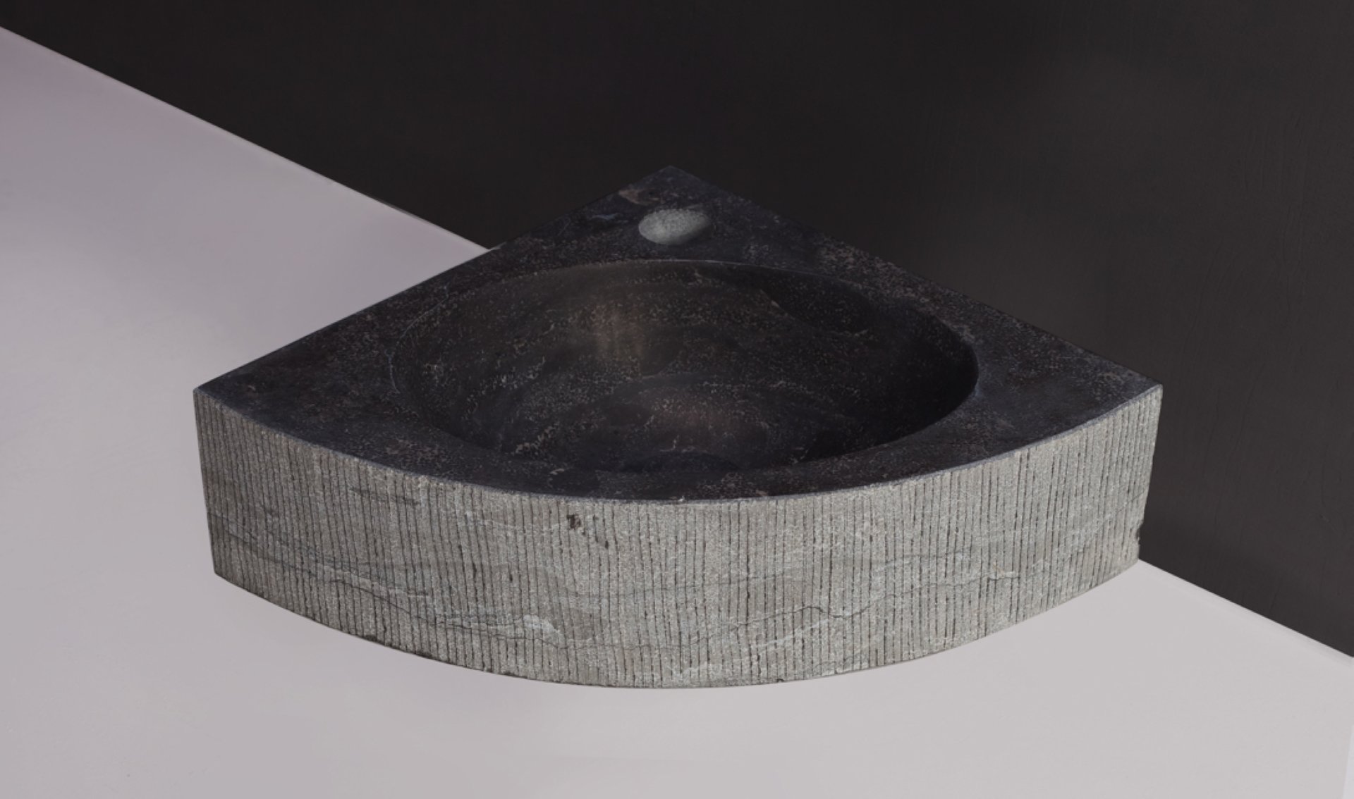 Waschbecken Naturstein TURINO (30cm) Bluestone, mit Hahnloch, 100023