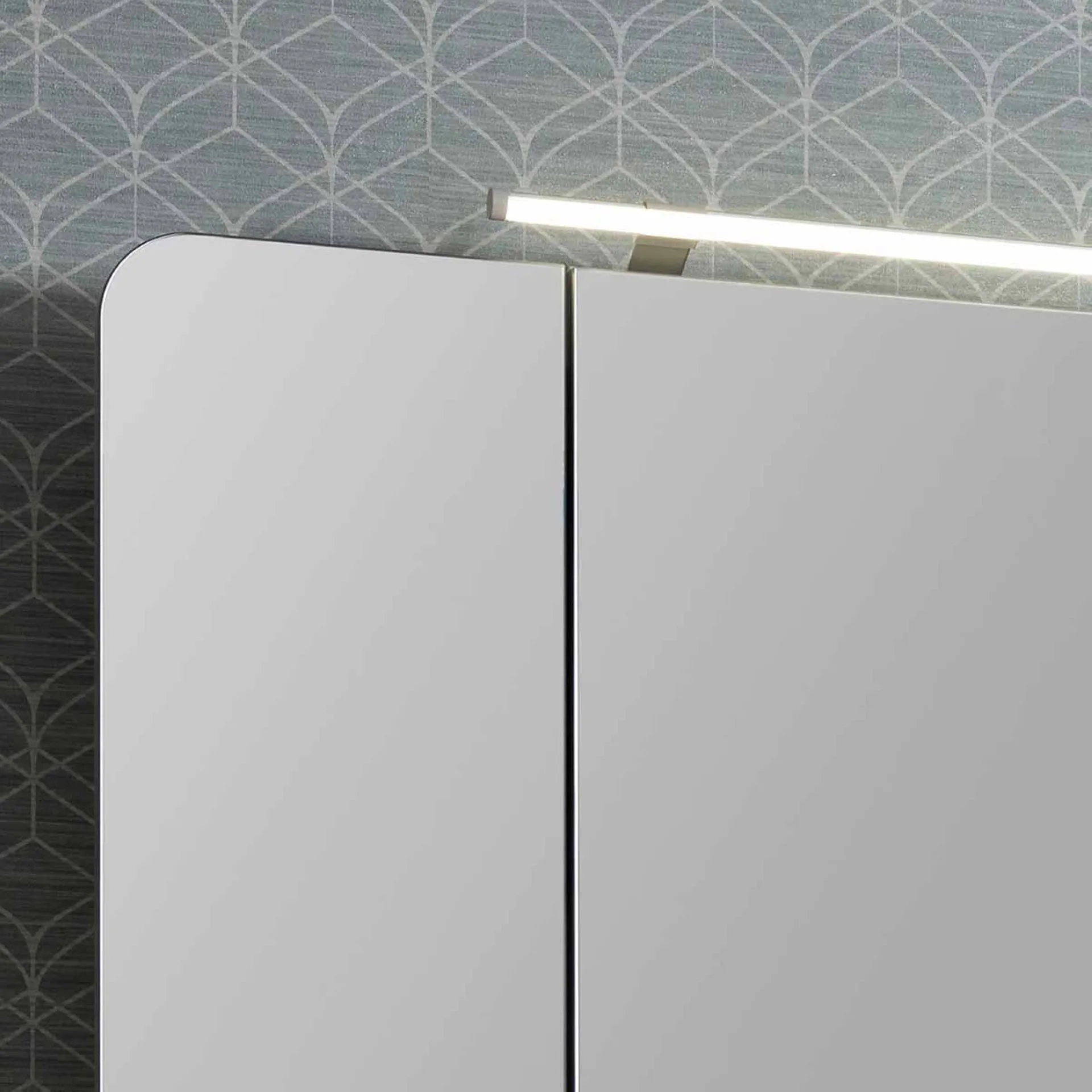 FACKELMANN MILANO Waschtisch Set mit Spiegelschrank 107 cm breit, Braun hell, Waschbecken Keramik Weiß