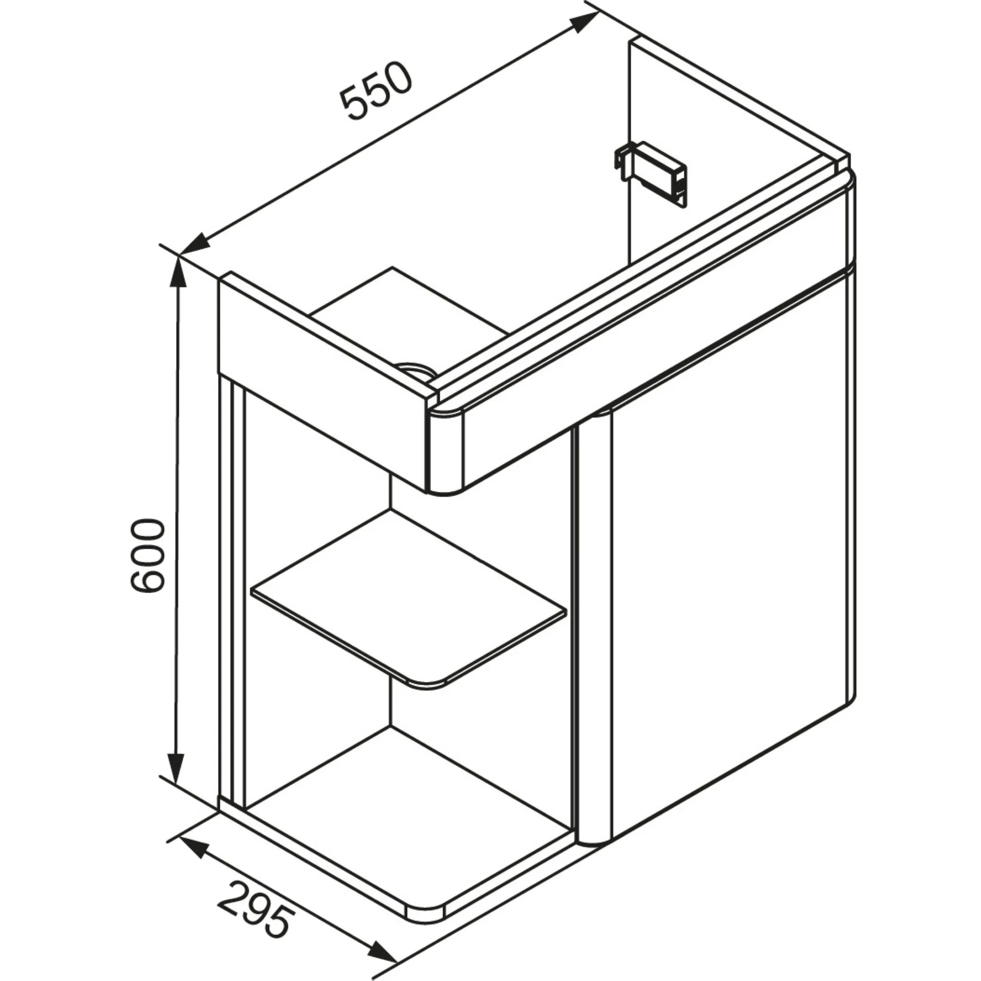 LANZET K8 Gäste WC Waschtischunterschrank 55 cm, Weiß