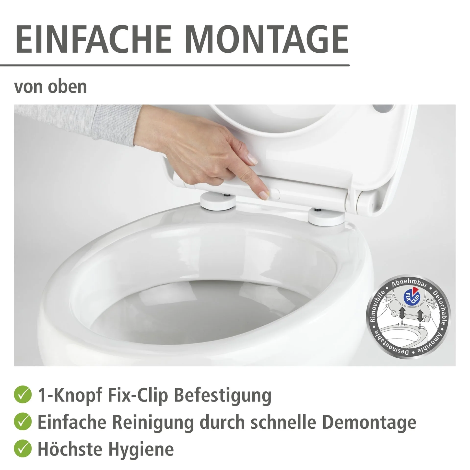 WENKO TAVOLA WC-Sitz, Weiß, mit Absenkautomatik und Schnellbefestigung
