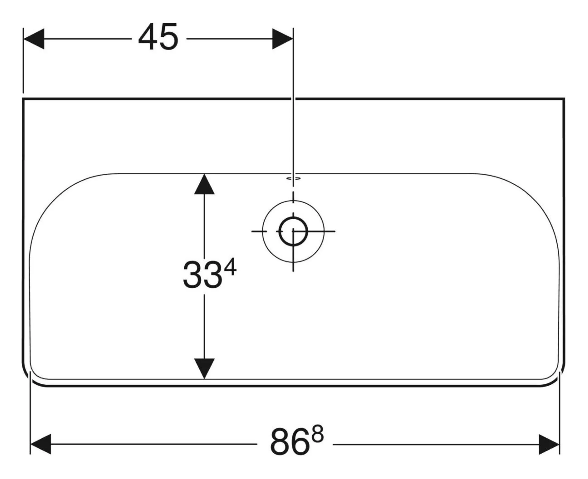 GEBERIT SMYLE SQUARE Waschbecken Keramik 90 cm breit, Weiß, ohne Hahnloch