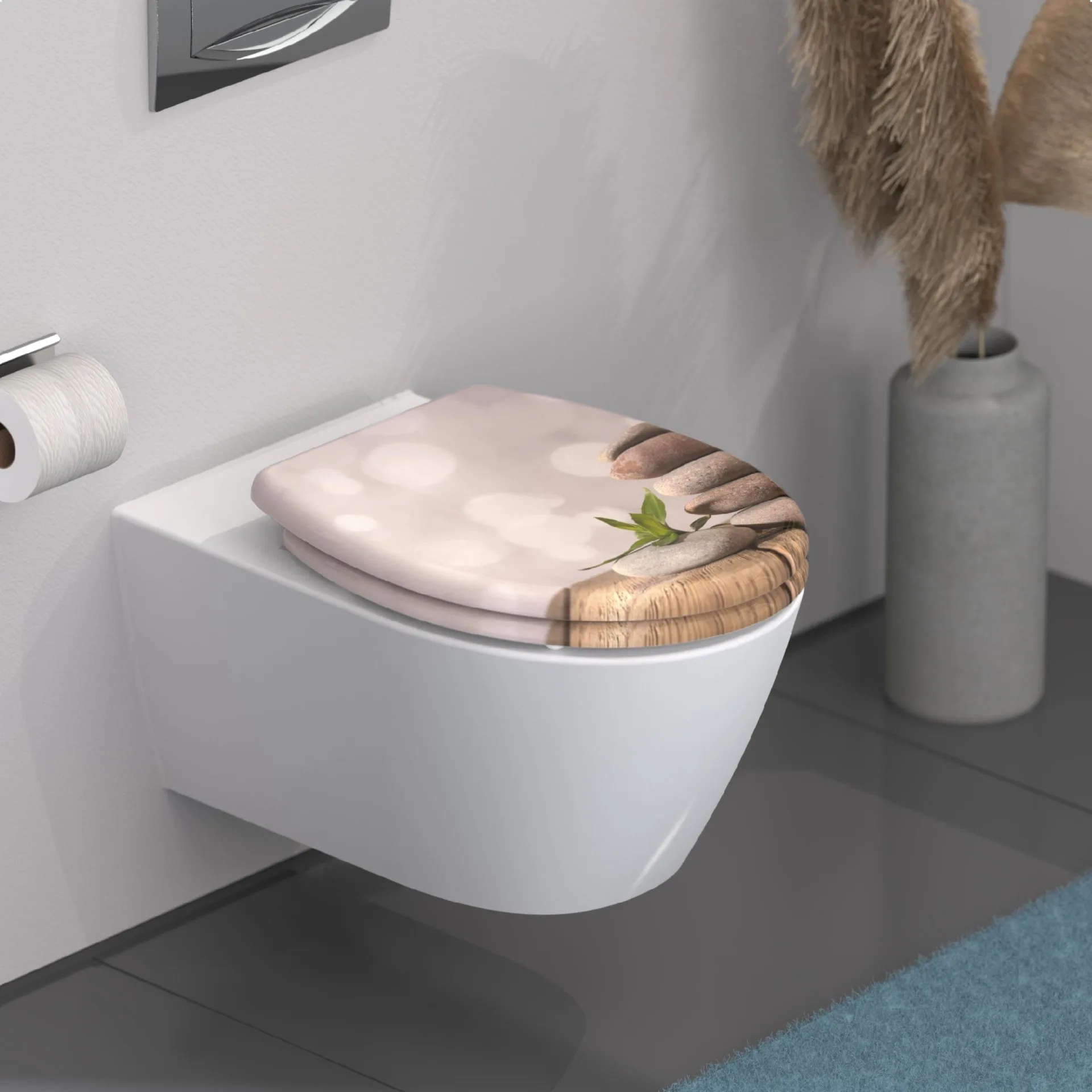 SCHÜTTE STONE PYRAMID WC-Sitz, Kunststoff, mit Absenkautomatik und Schnellverschluss
