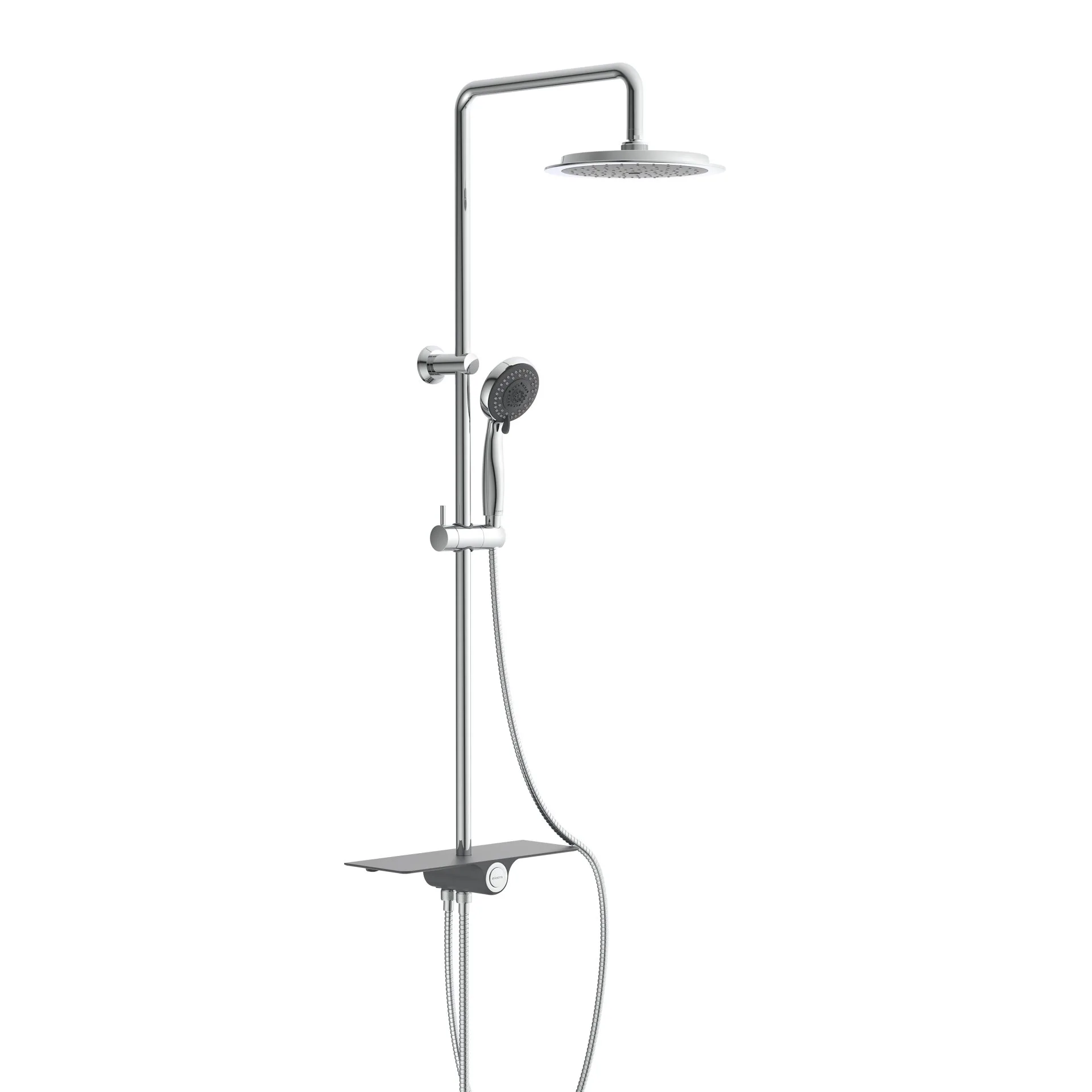 SCHÜTTE AQUASTAR Überkopf-Brauseset, Chrom/Anthrazit, mit Ablage