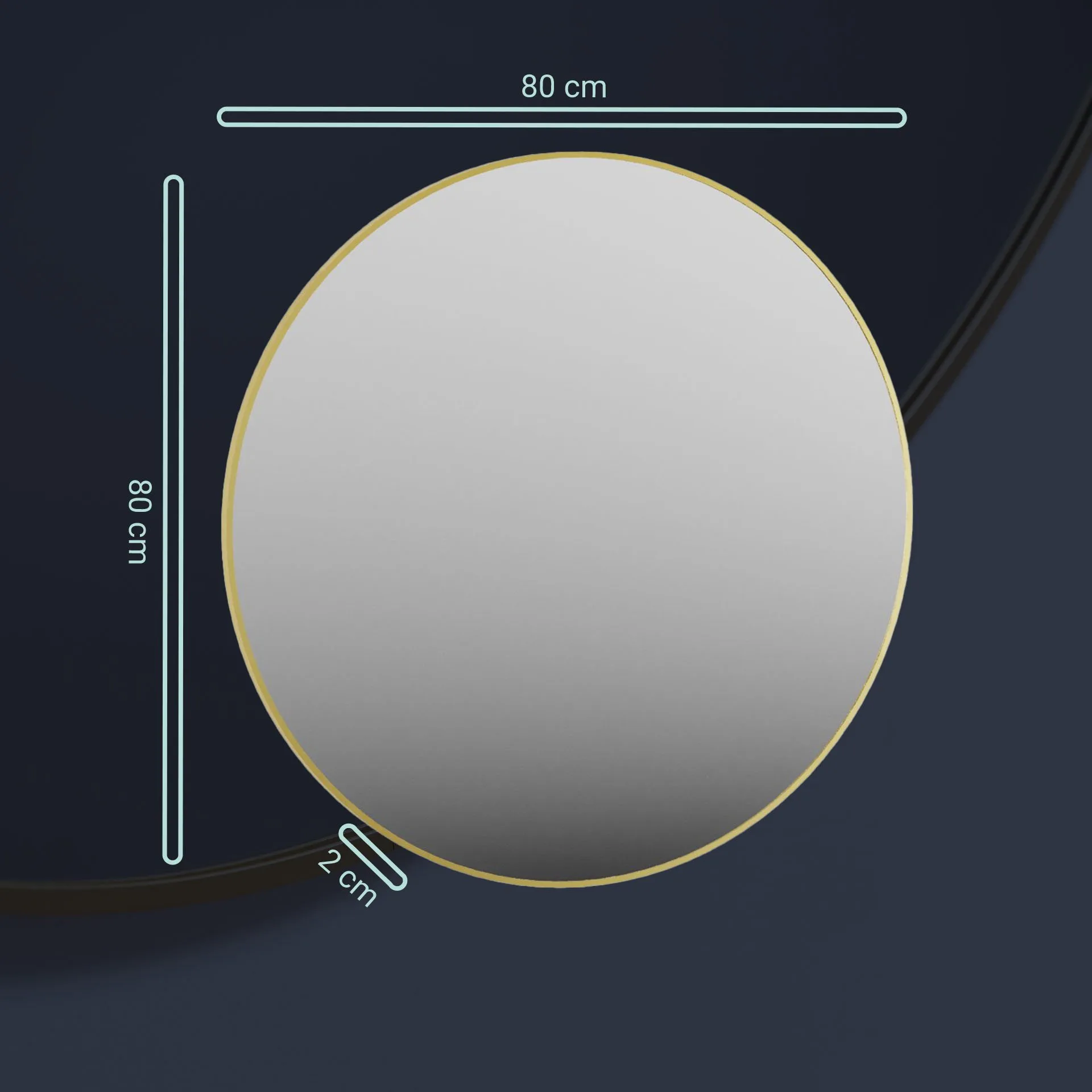 BADEDU Spiegel Ø 80 cm, Gold