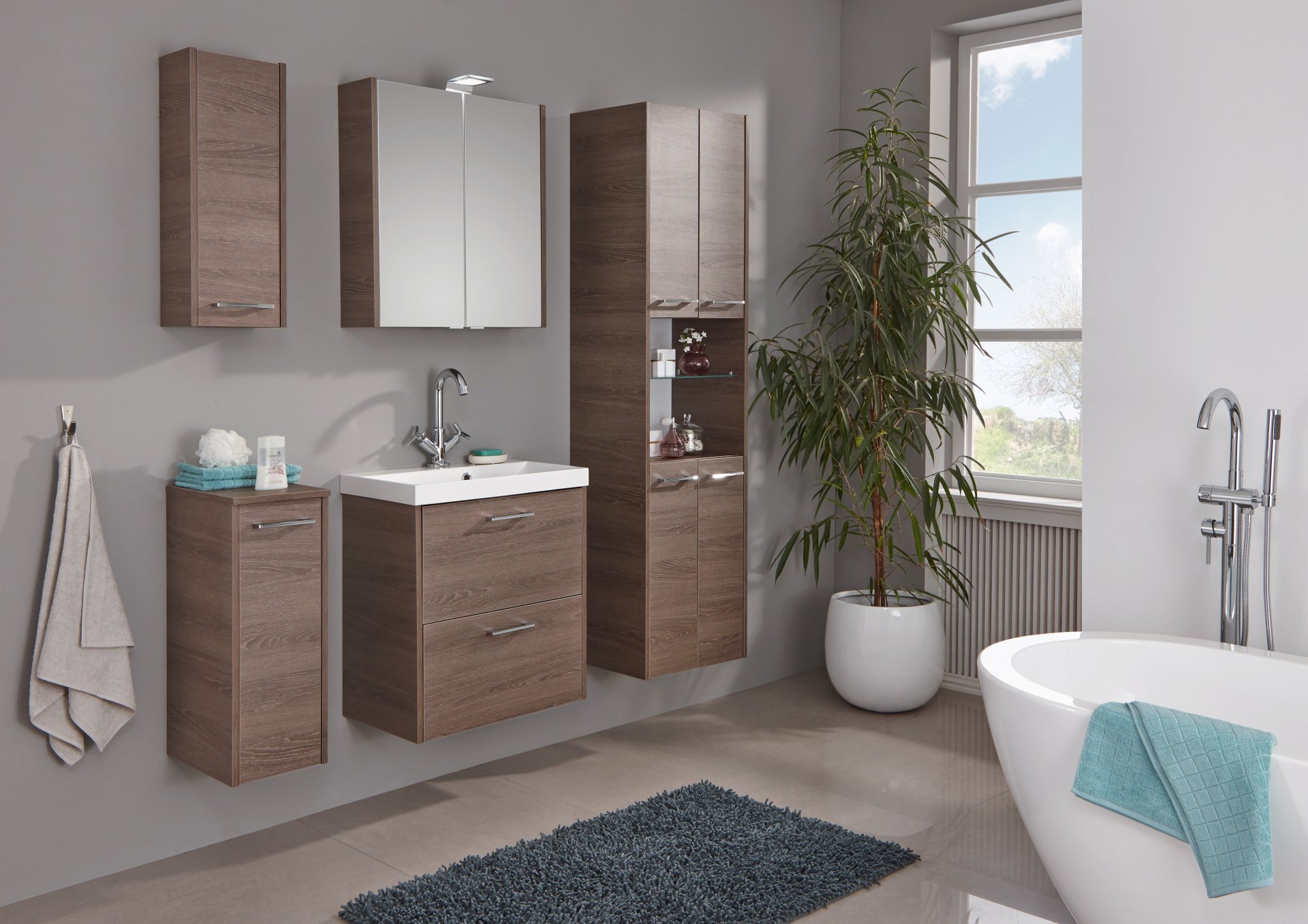 Fackelmann MALUA Waschbecken 60 cm aus Gussmarmor, Weiß