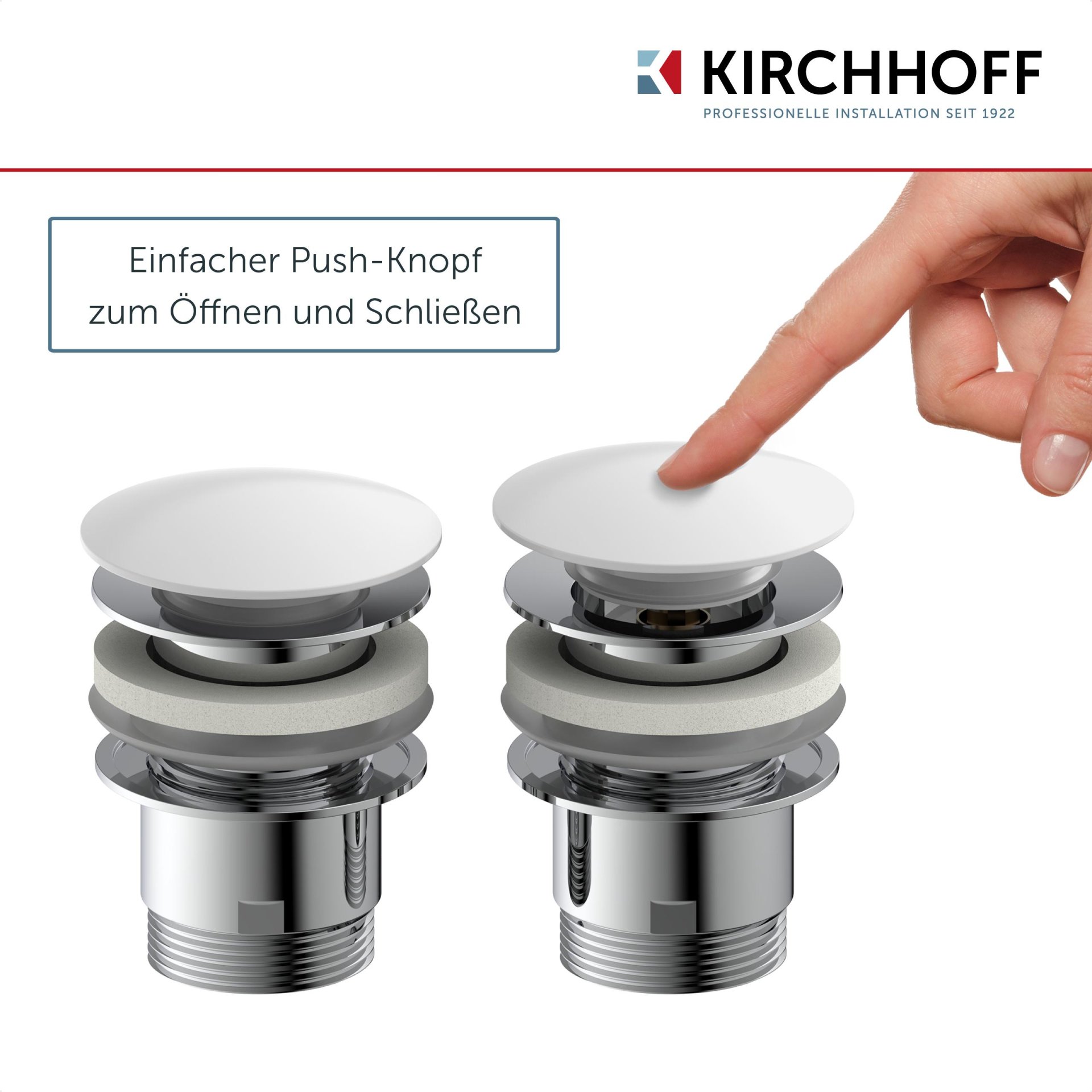 SCHÜTTE Ablaufventil, Weiß, mit Überlauf, 1 1/4" x 65 mm