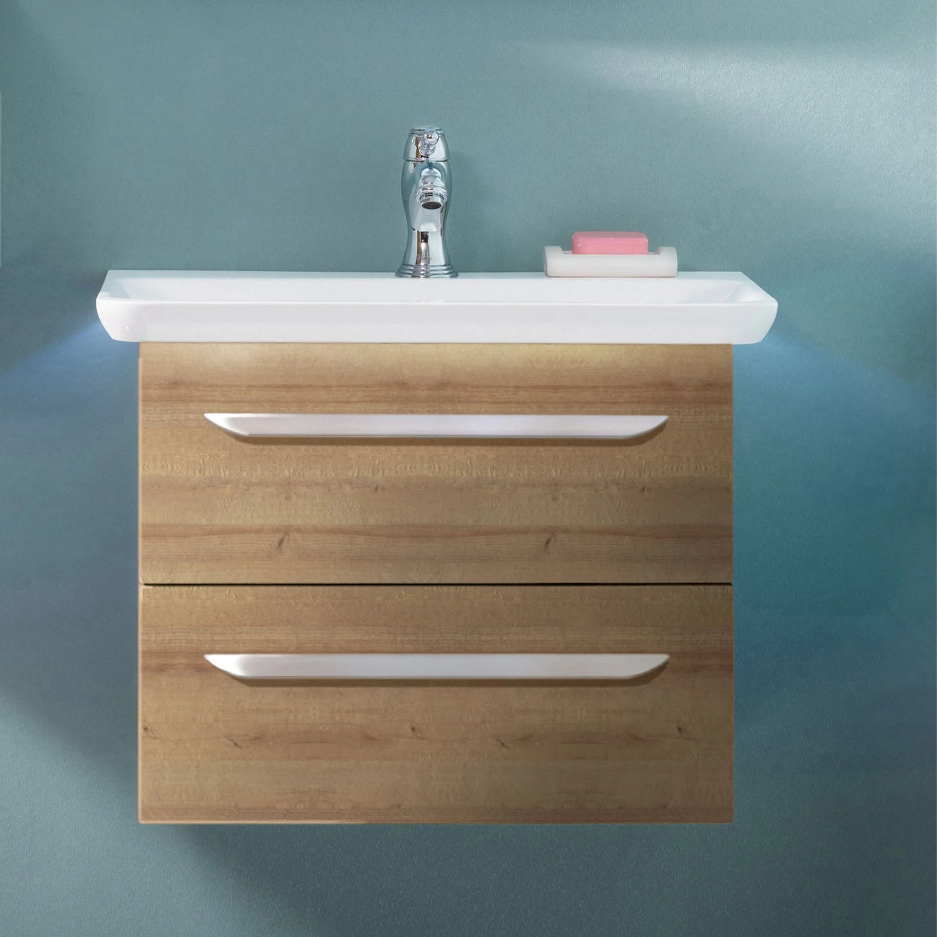 LANZET M9 Waschbeckenunterschrank 60 cm breit, Braun hell