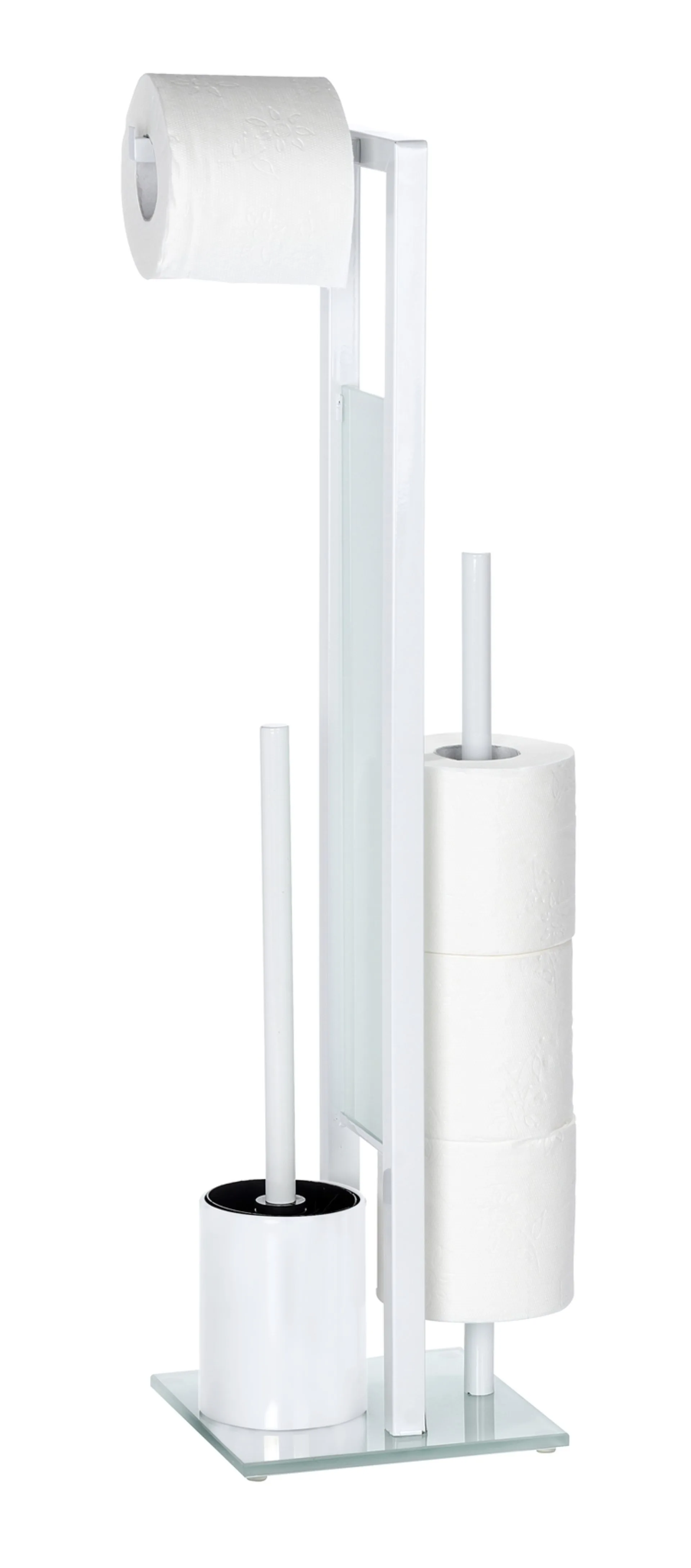 WENKO RIVALTA Toilettenpapierhalter, Weiß, mit WC-Garnitur, stehend