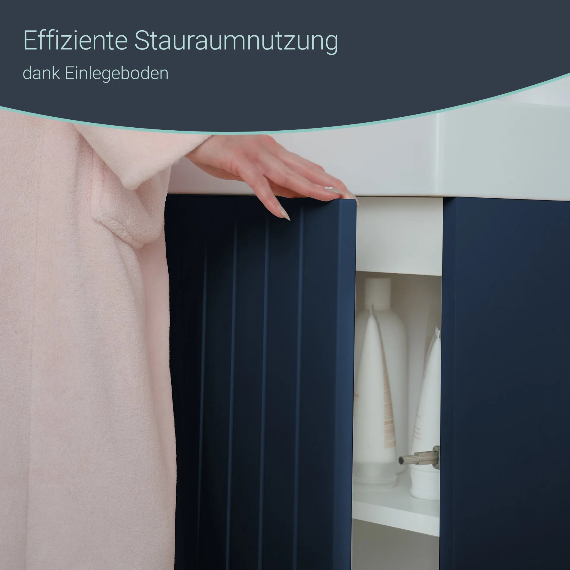 BADEDU IMPERO Gäste WC Waschtisch Set  40 cm breit, Blau, Waschbecken Keramik Weiß