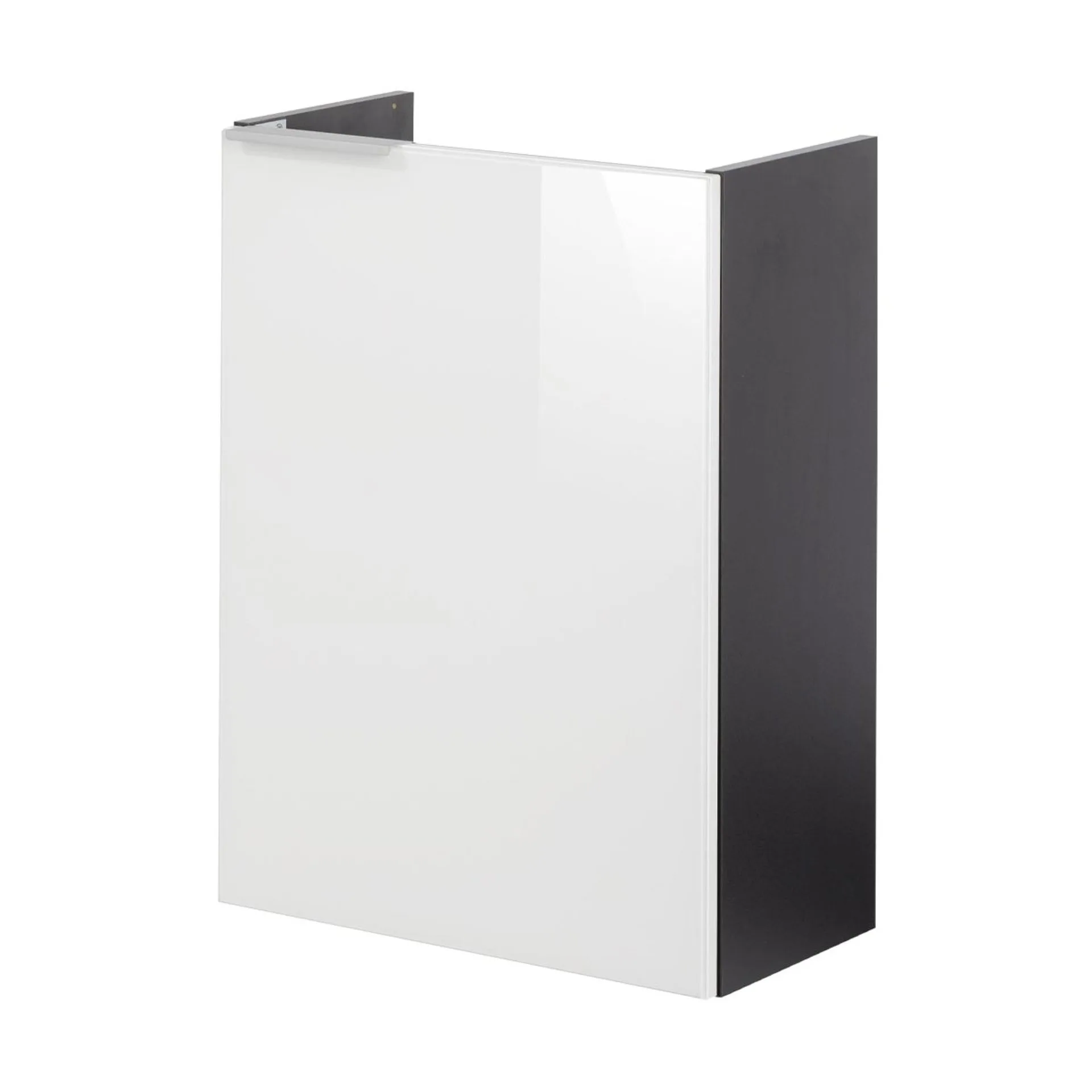 FACKELMANN SBC KARA Waschbeckenunterschrank Gäste WC 45 cm breit, Weiß/Anthrazit, Türanschlag rechts