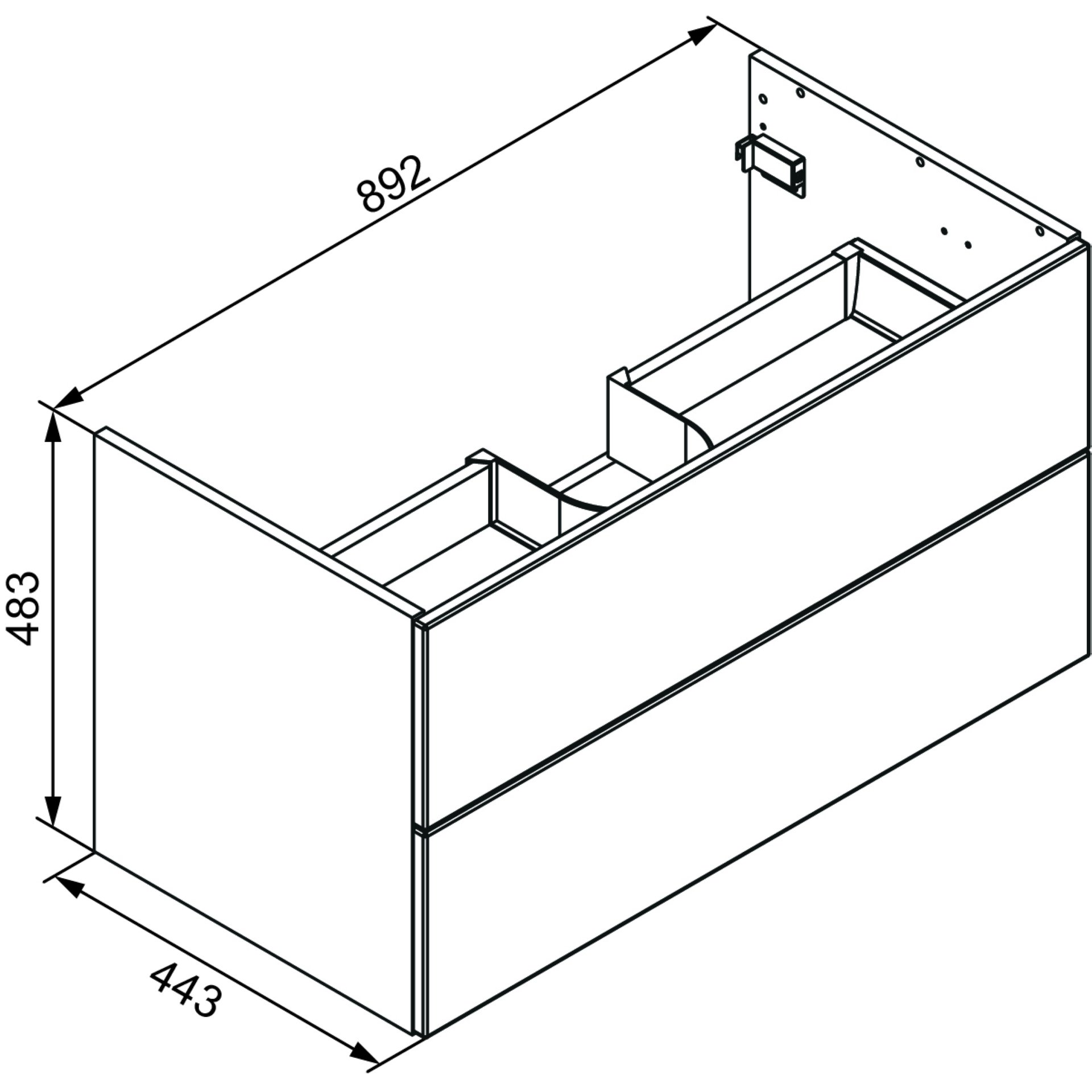 BADEDU TESSANO Waschbecken mit Unterschrank 90 cm breit, Weiß, Waschbecken Keramik Weiß