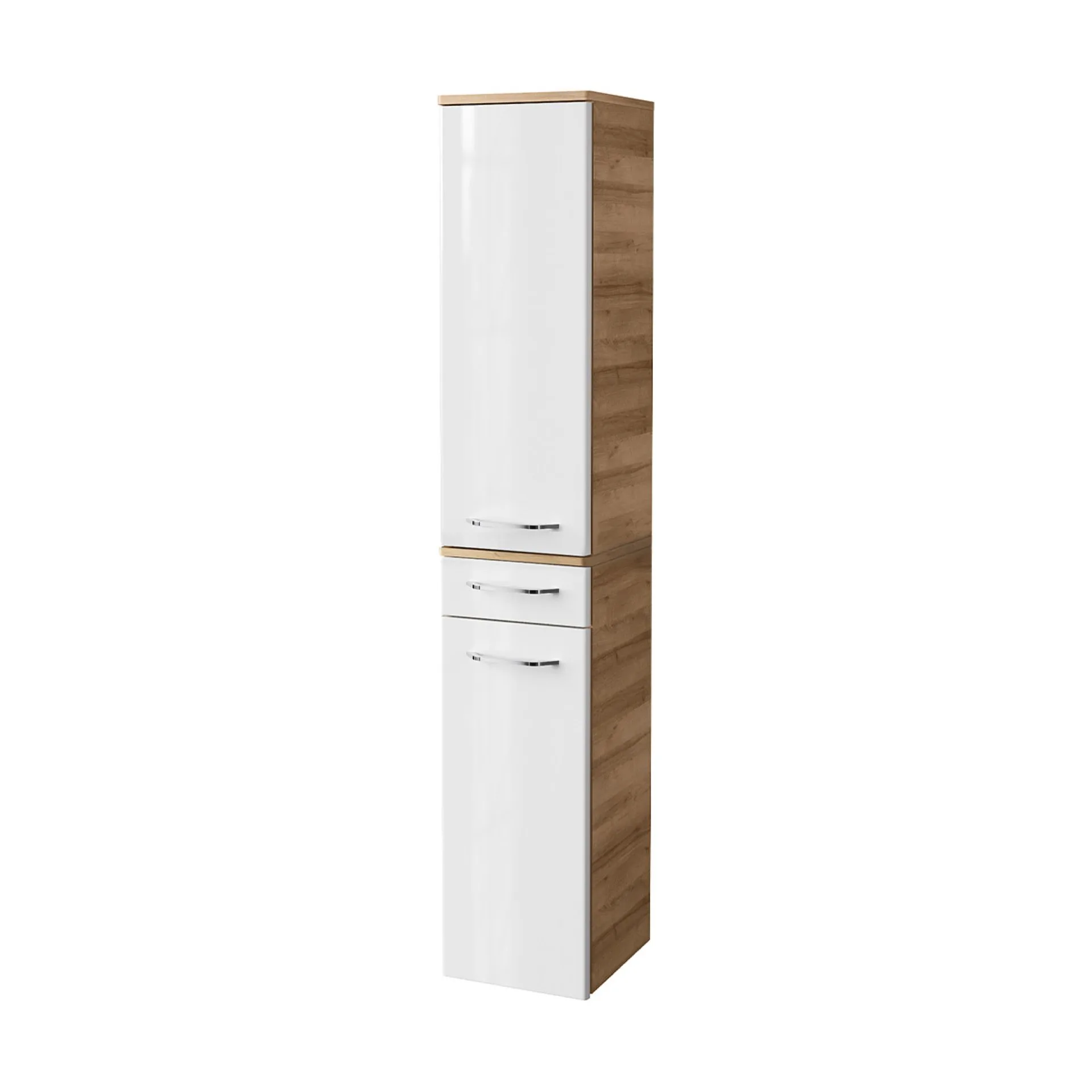 FACKELMANN MILANO Hochschrank 30 cm breit, Weiß/Braun hell