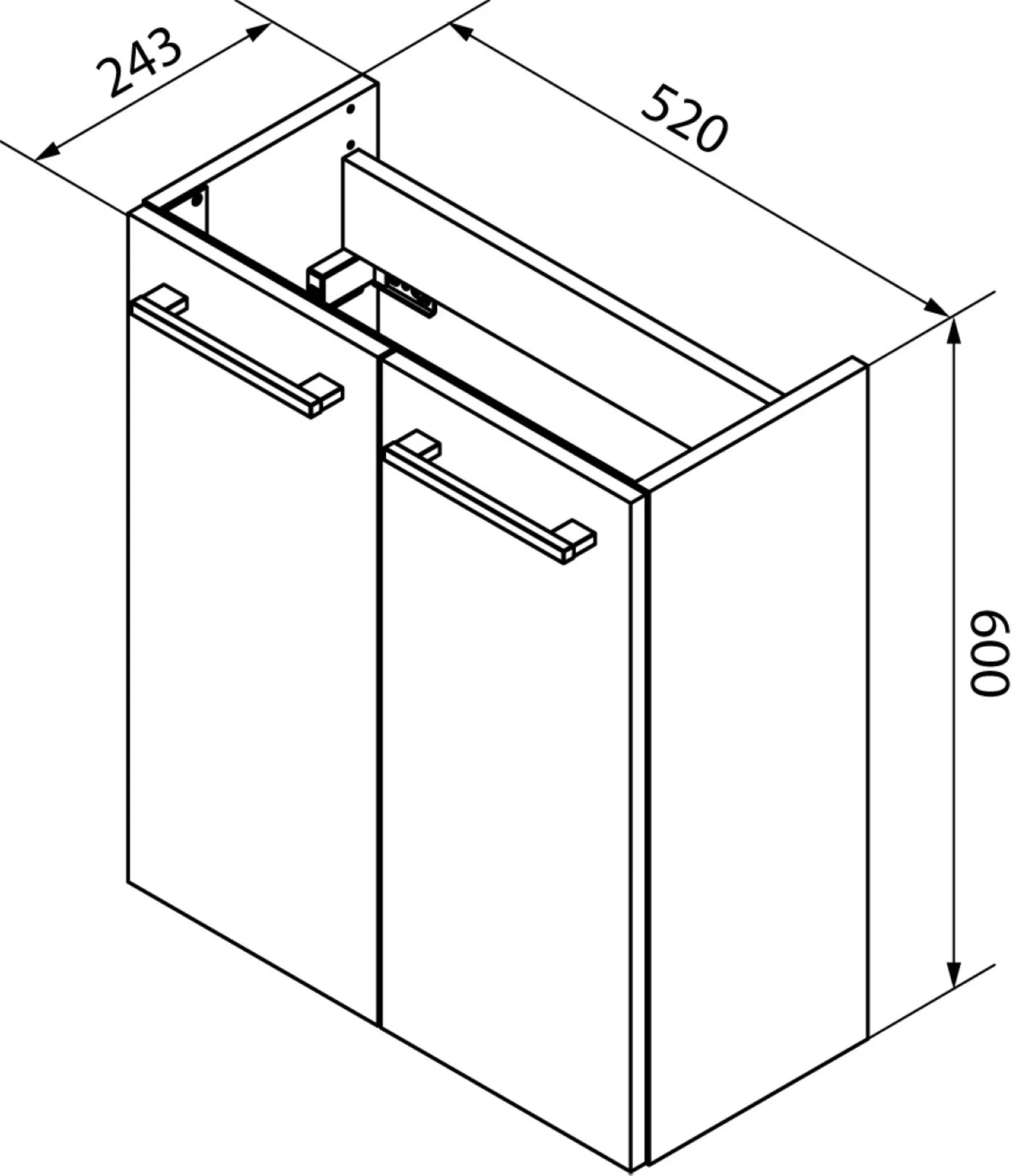 FACKELMANN SBC B.STYLE Gäste WC Waschtisch Set 55 cm breit, Braun/Weiß, Waschbecken Keramik Weiß, Hahnloch links