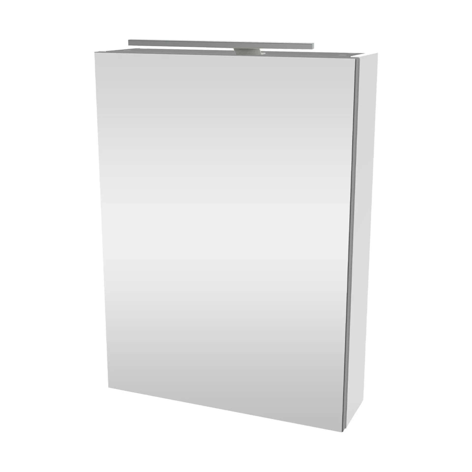 FACKELMANN SBC SCENO Gäste WC Spiegelschrank 50 cm breit, Weiß, Türanschlag rechts + Aufsatzleuchte