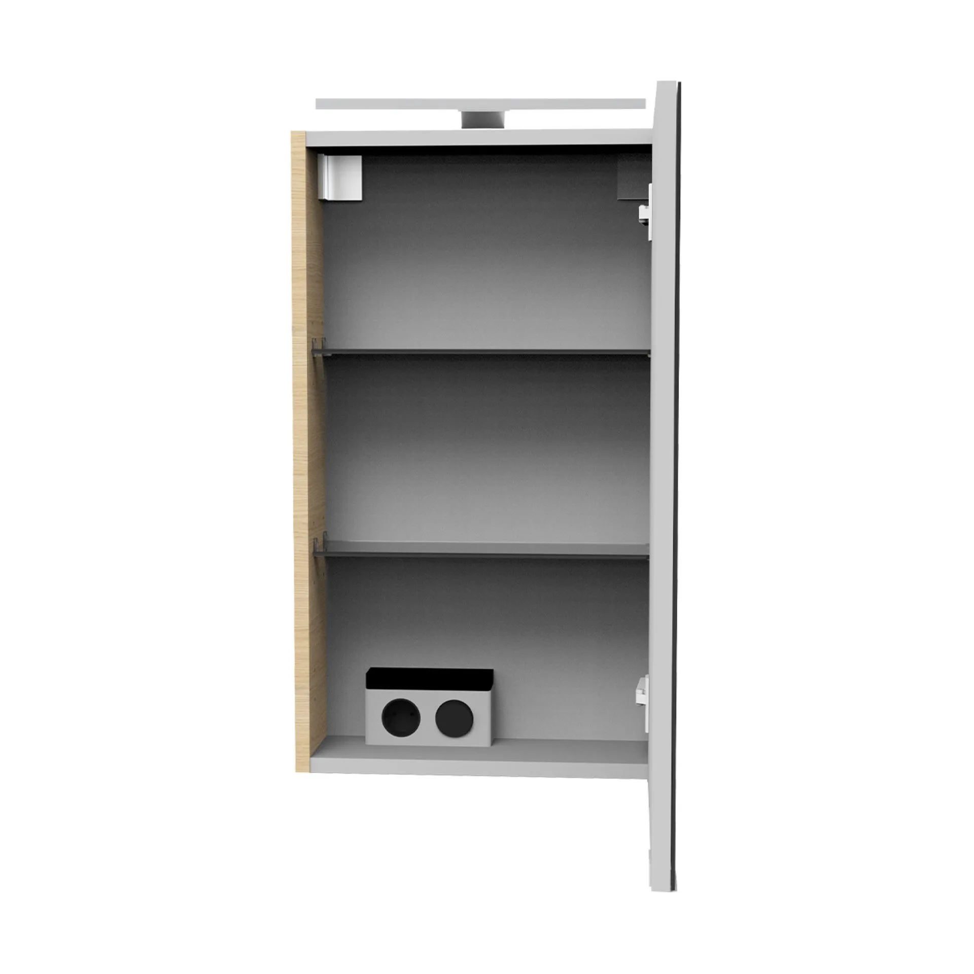 FACKELMANN SBC B.STYLE Gäste WC Spiegelschrank 40 cm breit, Braun, Türanschlag rechts + Aufsatzleuchte
