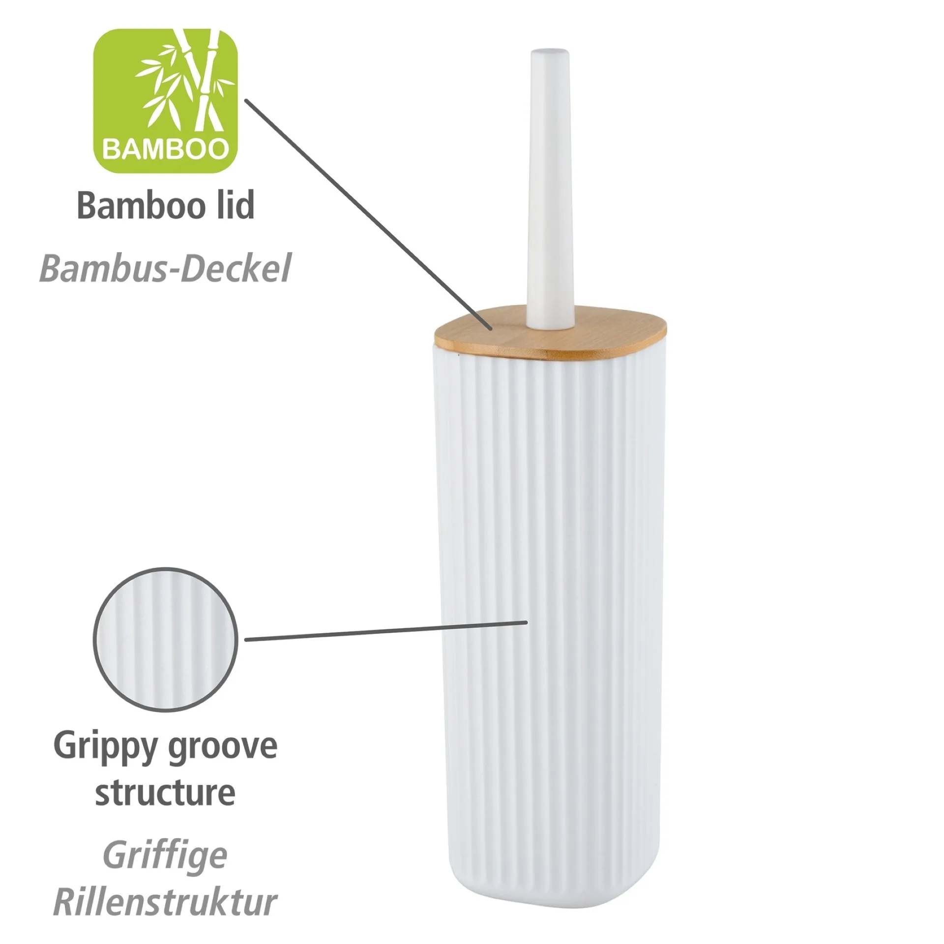 WENKO ROTELLO WC-Garnitur, Weiß/Braun, mit Bambusdeckel