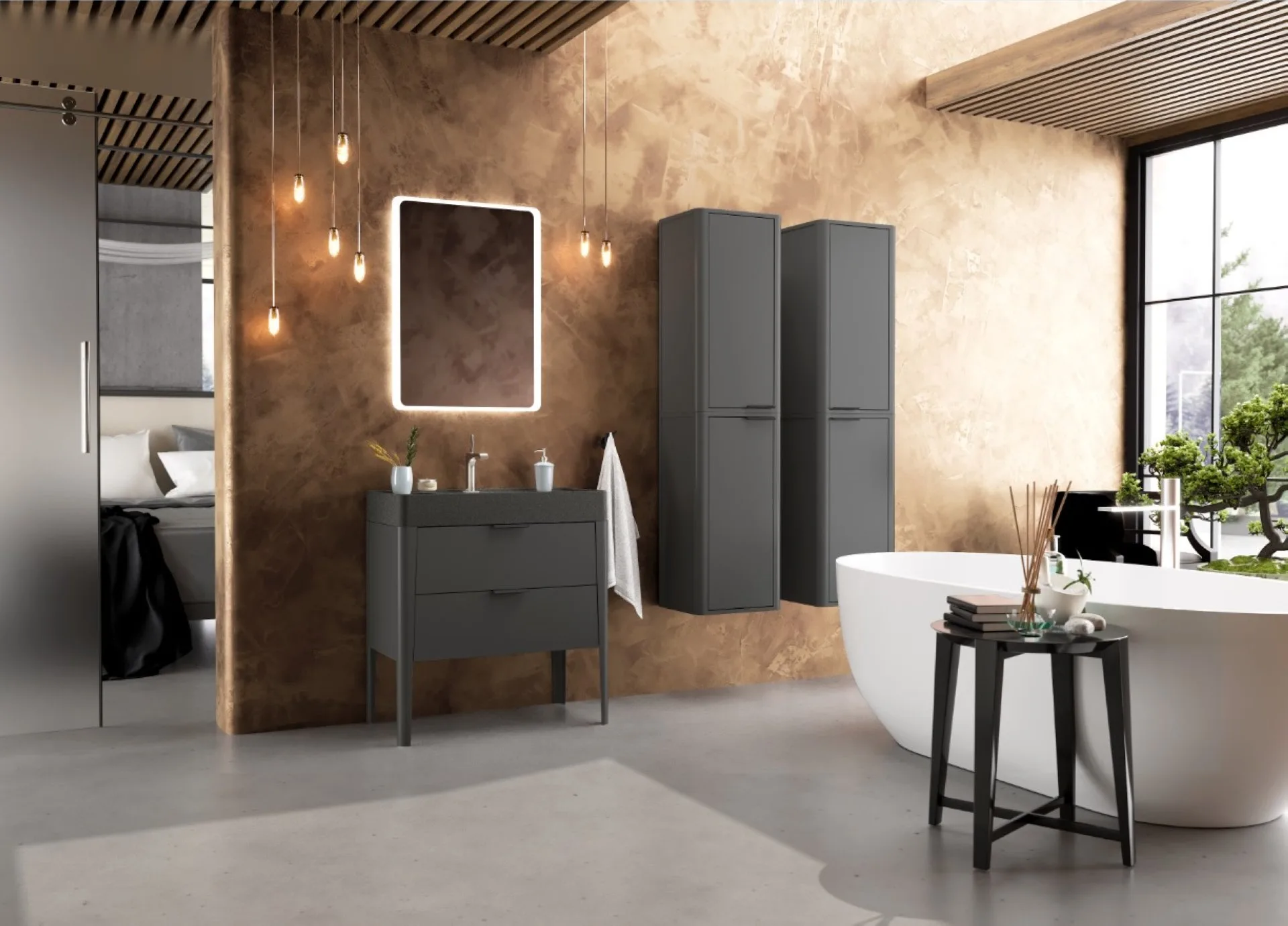 BADEDU SORA Hängeschrank 40 cm breit, Schwarz matt