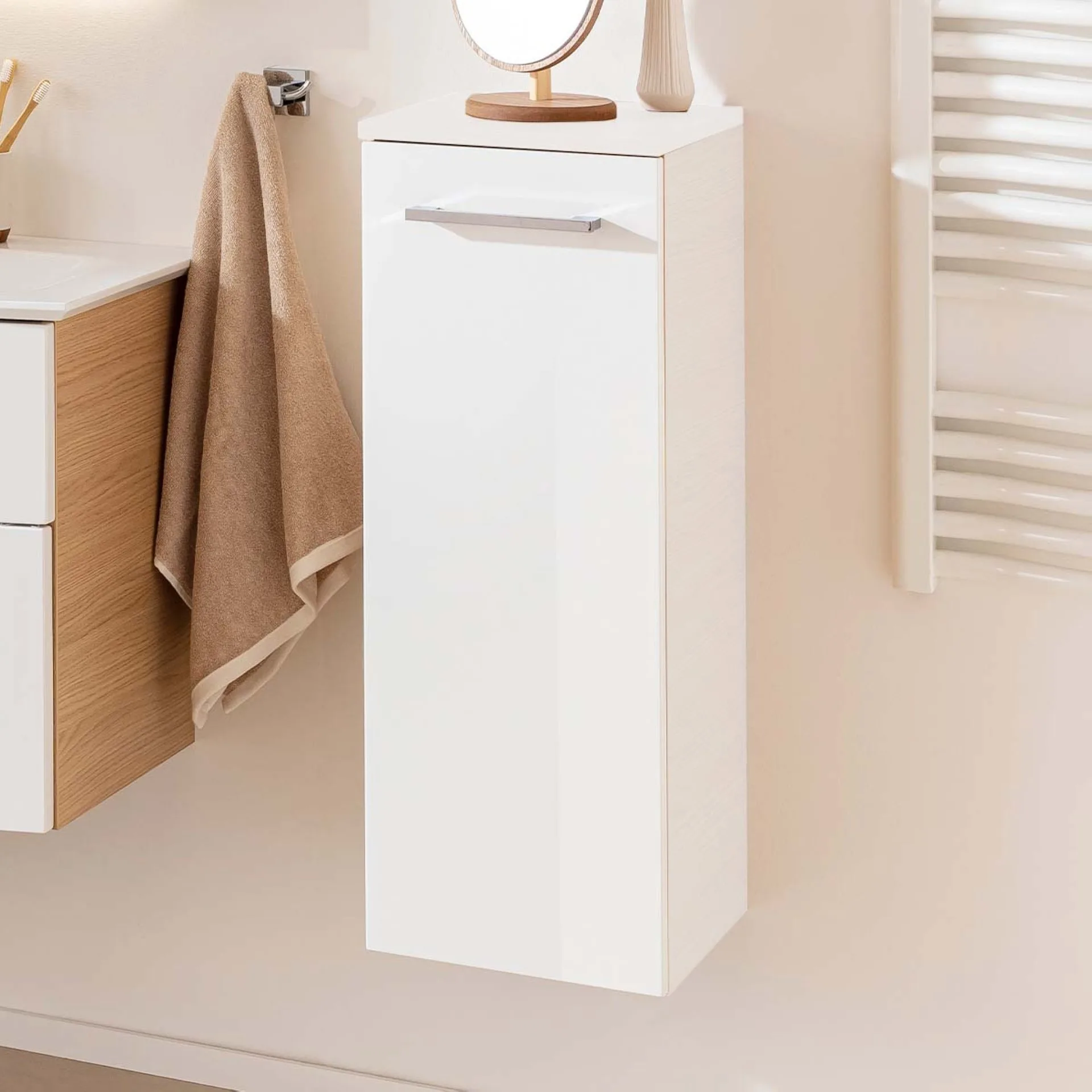 FACKELMANN B.STYLE Midischrank 30 cm breit, Weiß, Türanschlag links
