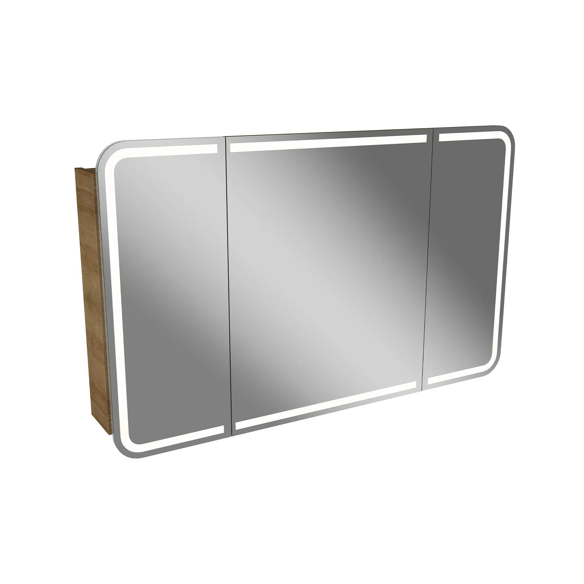 LANZET M9 LED Spiegelschrank 120 cm breit, Braun hell