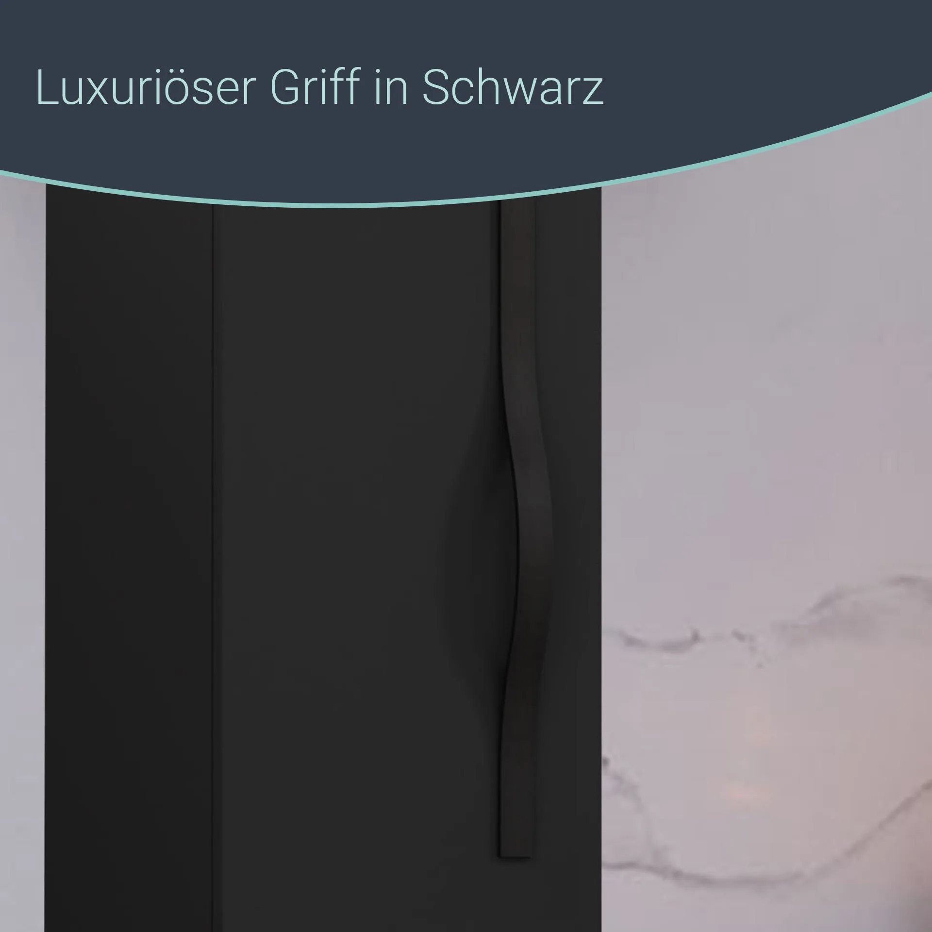 BADEDU FILS Hochschrank 33 cm breit, Schwarz, Griff Schwarz