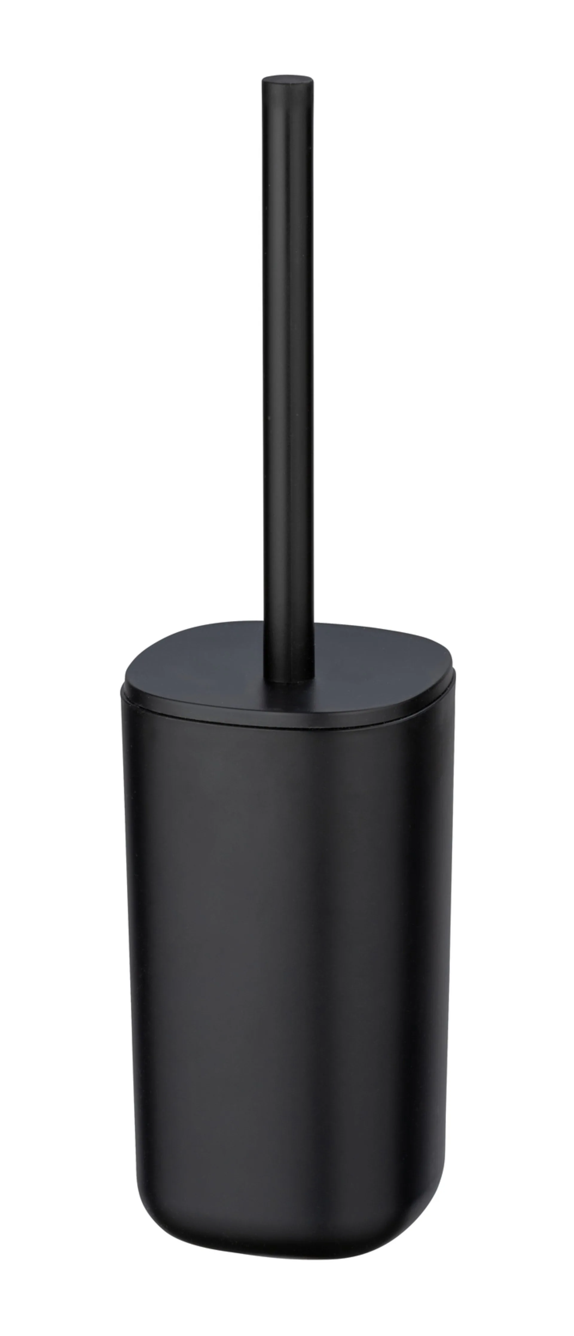 WENKO DAVOS Accessoire Set, Schwarz, Zahnputzbecher, Seifenspender, WC-Garnitur, Kosmetikeimer