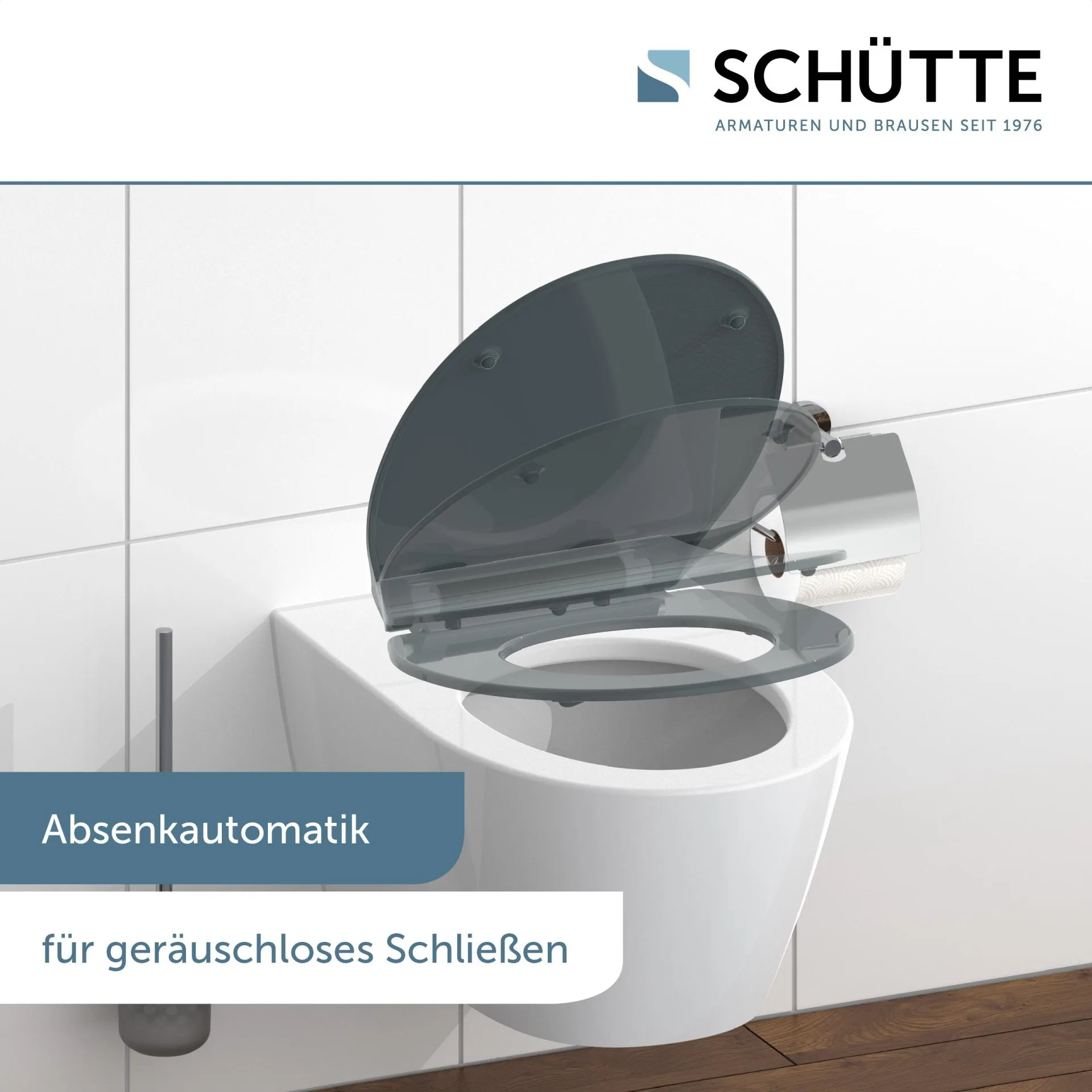 SCHÜTTE SLIM ANTHRAZIT WC-Sitz, Kunststoff, mit Absenkautomatik und Schnellverschluss